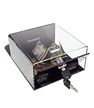 SOURCEONE.ORG Deluxe Clear Acrylic Donation Box - Ticket Collection Box with Counter Top & Wall Mount - Perfect for Retail Stores, Churches, and Fundraising Events