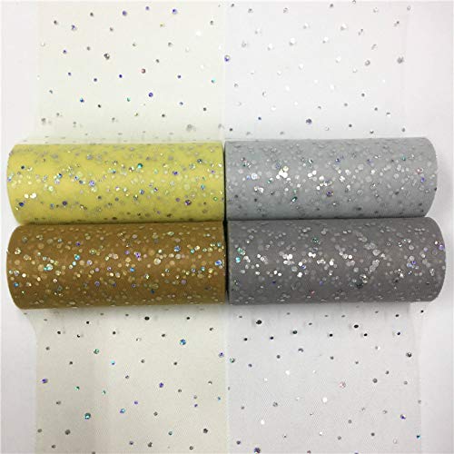 2 Rolls 25 Yards Glitter Sequin Tulle Fabric - 6 Inch Wide Tulle Roll for DIY Tutu Skirts, Baby Girl Dresses, Wedding Decor & Table Centerpieces (Pink Rose) - Perfect for Party Decorations, Bridal Showers & Craft Projects