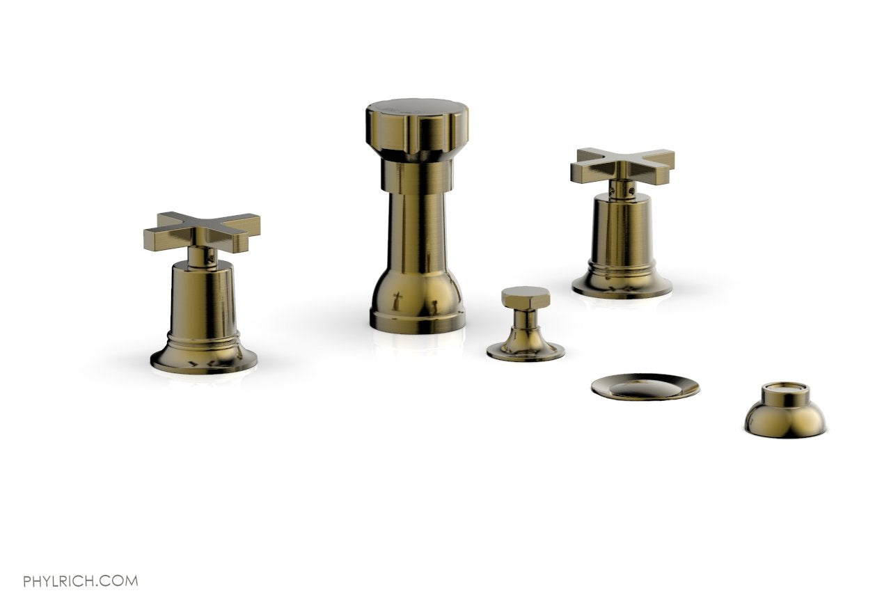 HEX MODERN 4-Hole Bidet Faucet Set with Cross Handles - Model 501 60 - Perfect for Modern Bathroom Renovations & Spa-Like Experience