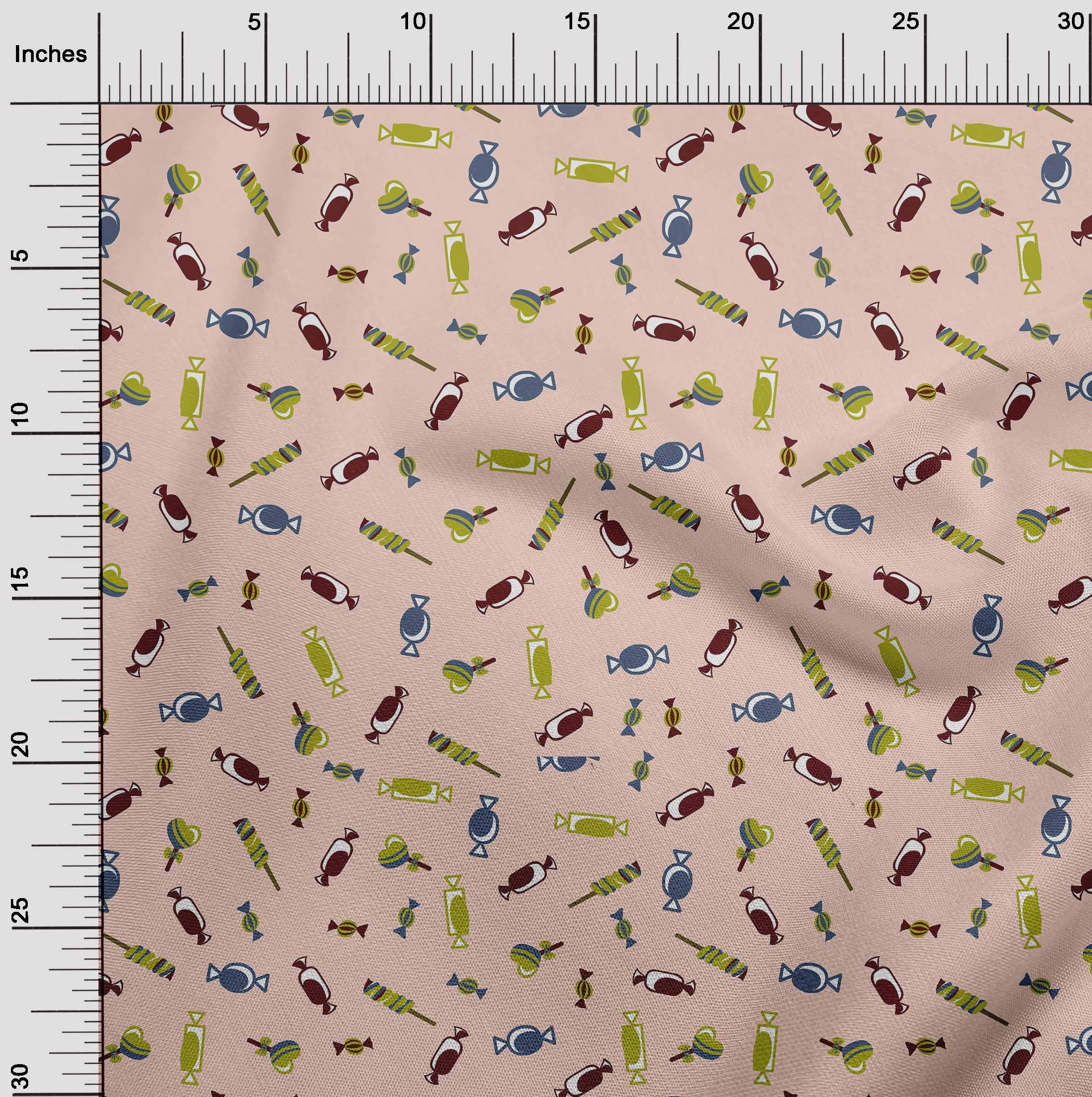 oneOone Georgette Viscose Light Brown Candy Stick Print Fabric - 42 Inch Wide by The Yard for Kids Quilting & Sewing Projects | Perfect for DIY Crafts, Dressmaking, and Home Decor