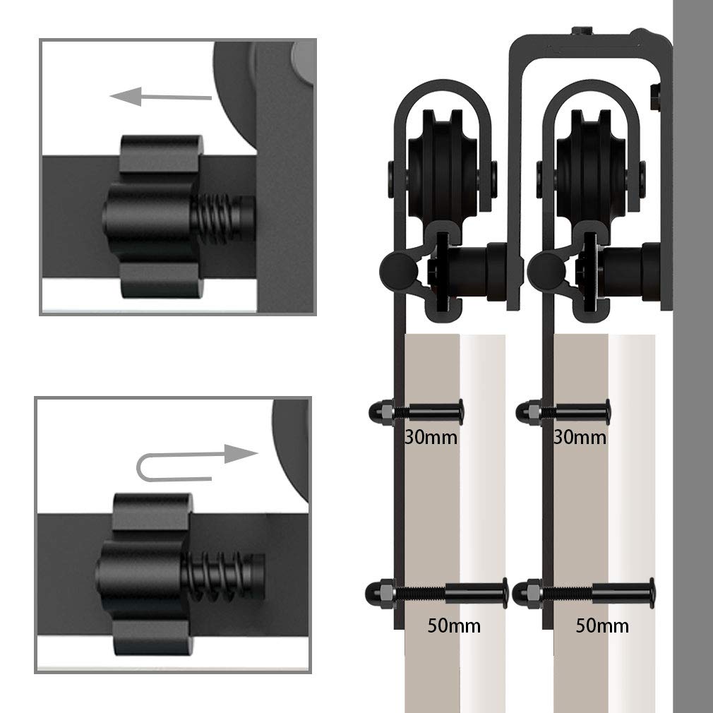 TSMST 6.6ft Heavy Duty Bypass Sliding Barn Door Hardware Kit - Low Ceiling Double Track for 40