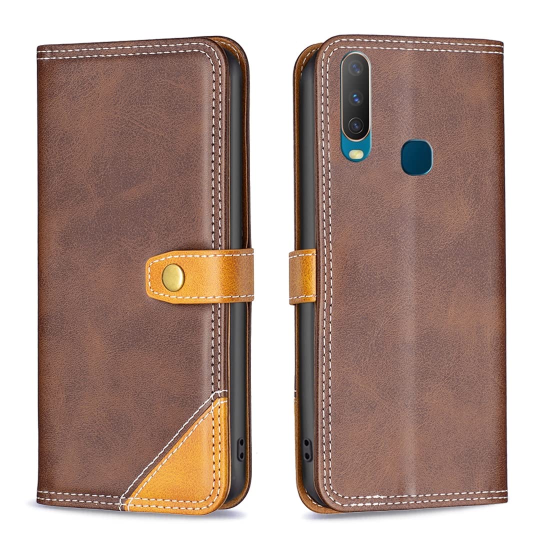 Premium Vivo Y11 Flip Wallet Phone Case - Magnetic Stand, Protective Cover with Card Slots (Brown) | Perfect for Everyday Use, Travel & Hands-Free Viewing
