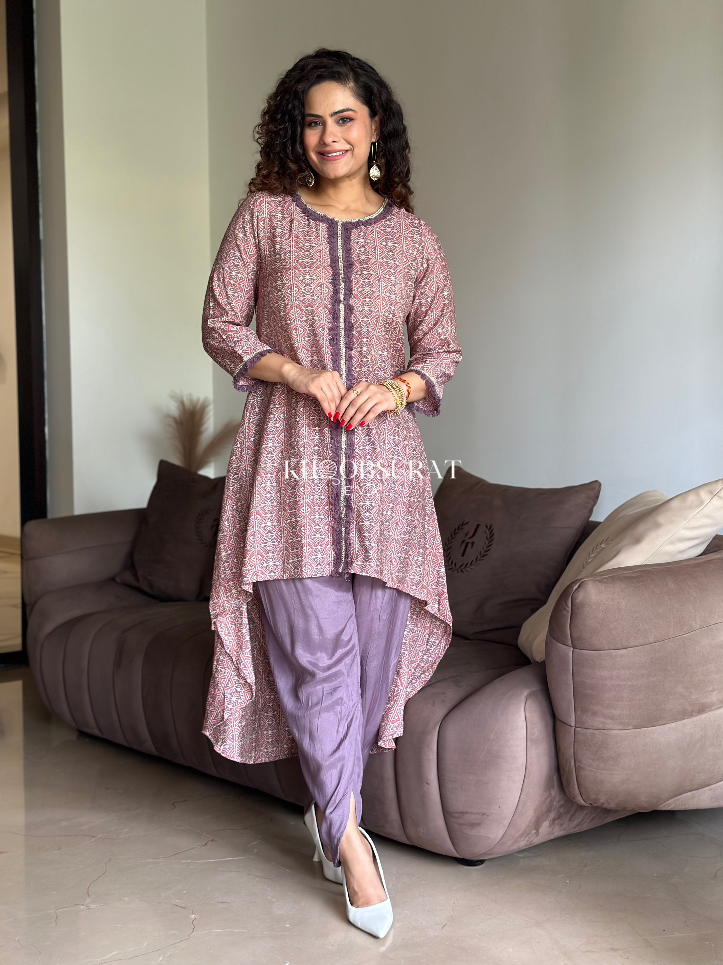 Gulmohar Pink Kurta with Tulip Pants Set | Traditional Indian Ethnic Wear for Women | Perfect for Festivals, Weddings & Cultural Events