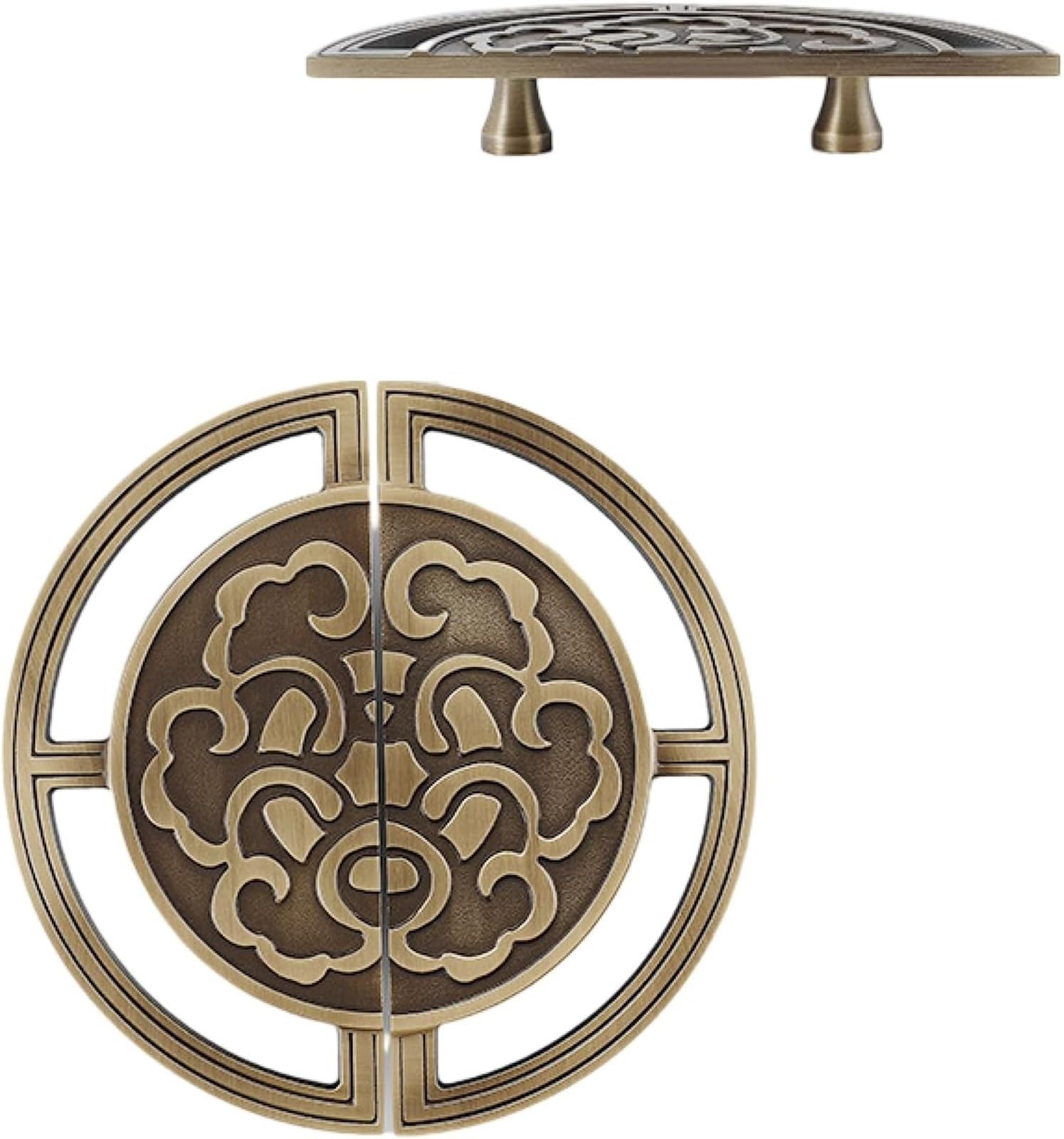 Antique Gold Cabinet Knobs and Drawer Pulls - Chinese Style Satin Brass Handles for Cabinets, Shoe Storage & Wine Racks - 64mm Plum Bronze Pair (1pc) - Perfect for Vintage Home Decor & Furniture Upgrades