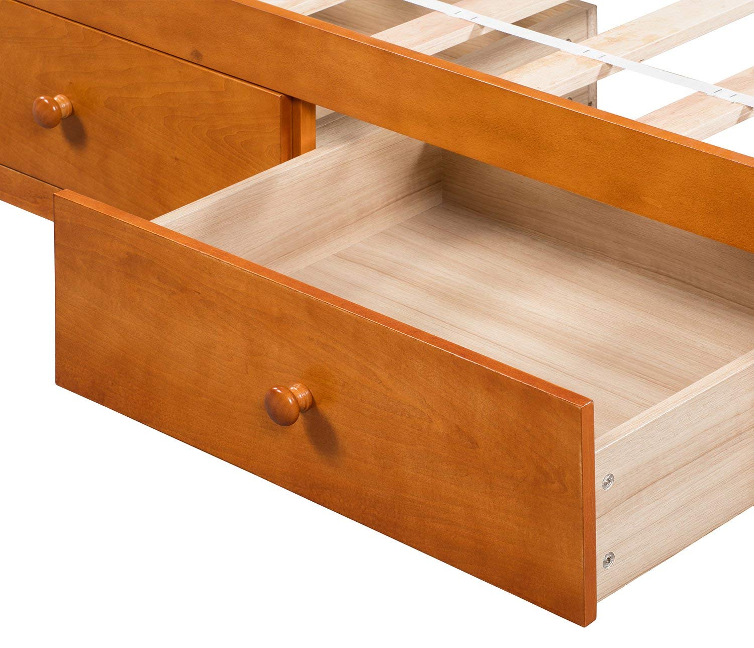 Rhomtree Twin Size Storage Platform Bed Frame with 3 Drawers - Solid Oak Wood Captain Bed for Small Spaces | Perfect for Kids Rooms, Guest Bedrooms & Studio Apartments