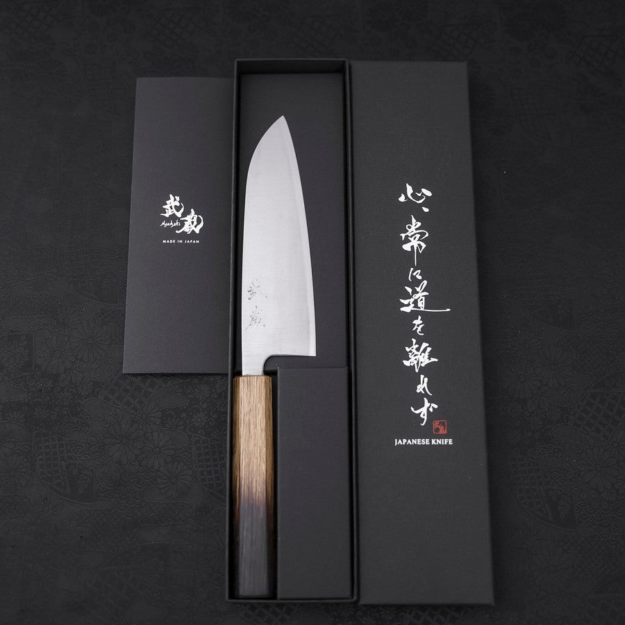 Premium Santoku Knife 165mm - High Carbon Silver Steel Blade, Polished Yaki Urushi Handle - Japanese Kitchen Knife for Slicing, Dicing & Chopping - Perfect for Home Chefs & Professional Cooking