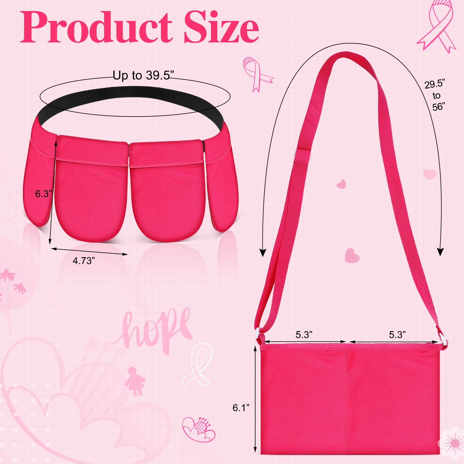 Post-Surgery Drain Holder with 4 Pockets - Adjustable Shower Bag for Mastectomy & Tummy Tuck Recovery | Quick-Dry, Stretchy & Handy | Ideal for Breast Augmentation/Reduction Patients | Perfect for Showering, Hospital Stay & Home Care (Pink)