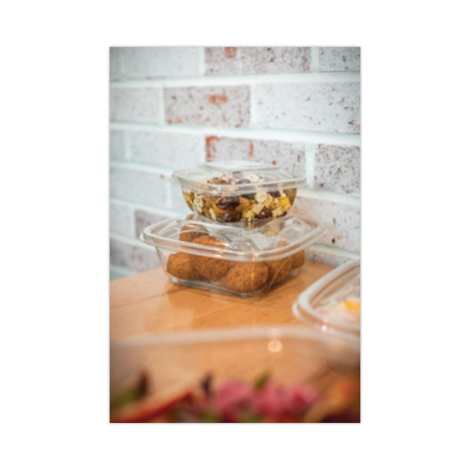 Eco-Friendly 16 oz Clear Recycled PET Square Salad Containers (5