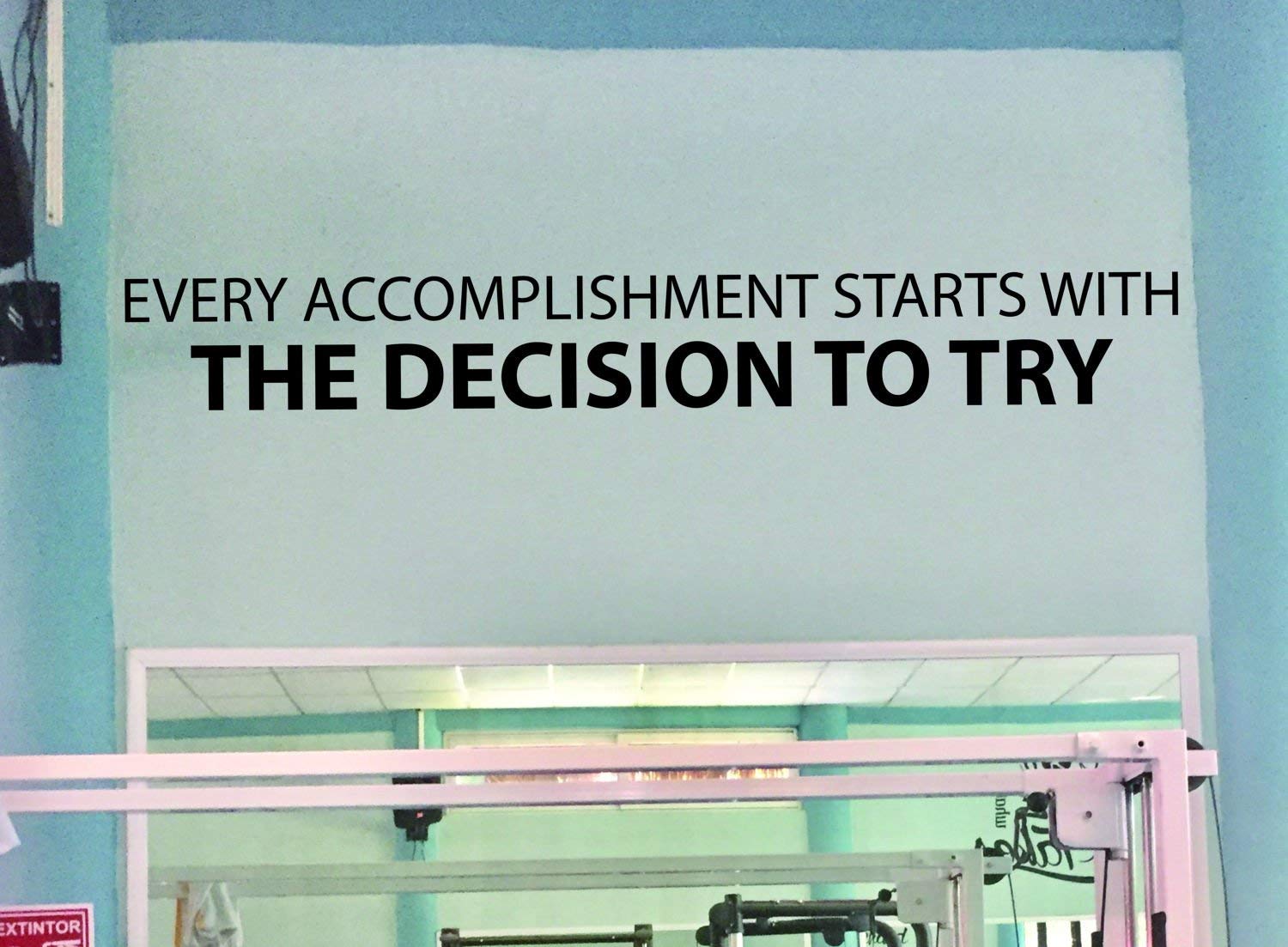 Art Vinyl Decals MBV - Motivational Wall Stickers for DIY Classroom Decor, Office Wall Art & Gym Wall Decals - 'Every Accomplishment Starts with The Decision to Try' - Perfect for Home, School & Workplace Inspiration