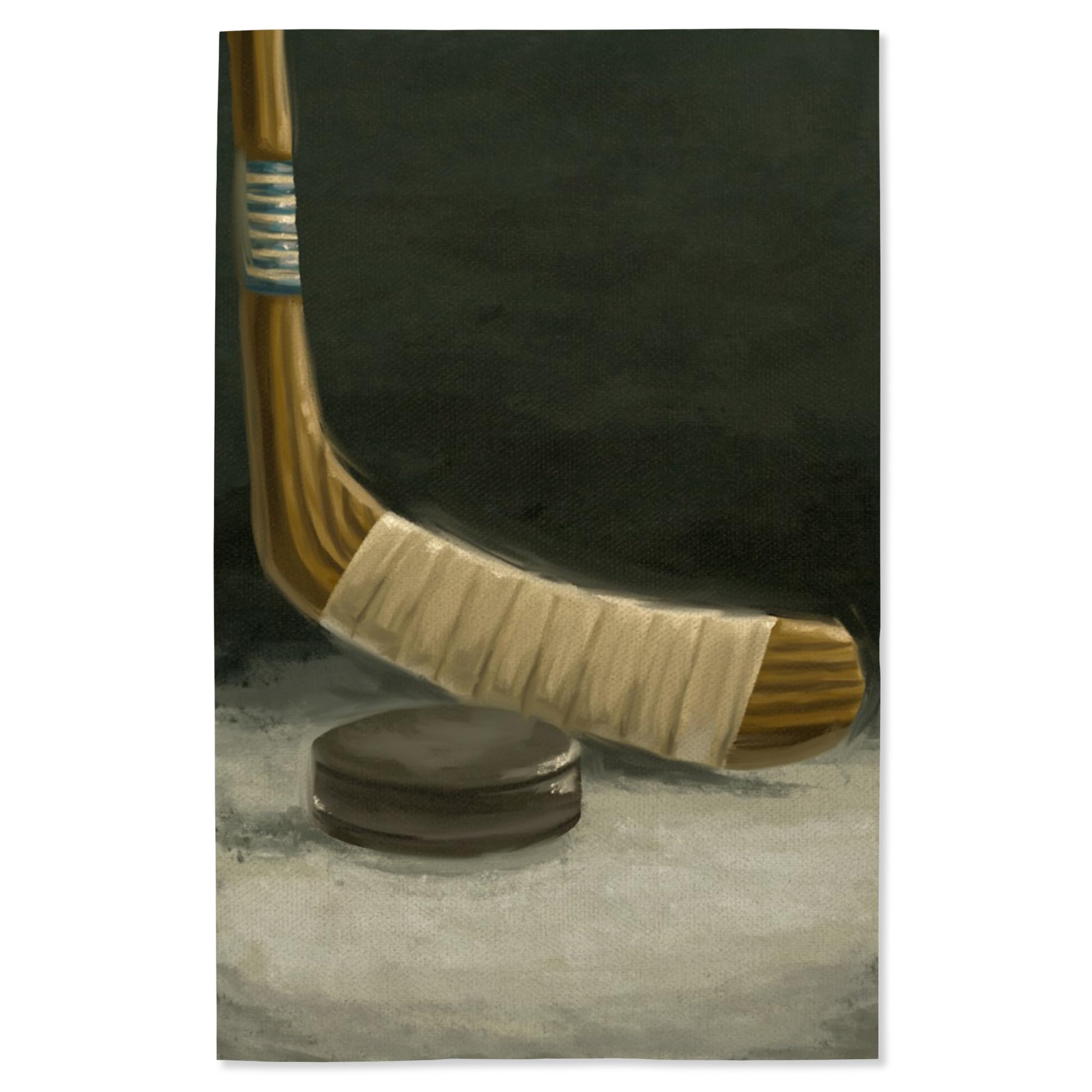 Lantern Press 16x24 Inch Giclee Print - Hockey Stick and Puck Oil Painting Artwork - Perfect for Sports Lovers & Man Cave Decor