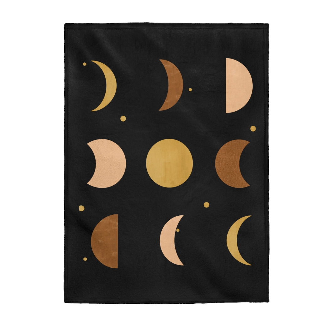 Soft Velvet Plush Throw Blanket with Moon Phases Design - Cozy Velveteen Blanket for Bed, Sofa & Gift Giving - Perfect for Home Decor, Cuddling & Relaxation