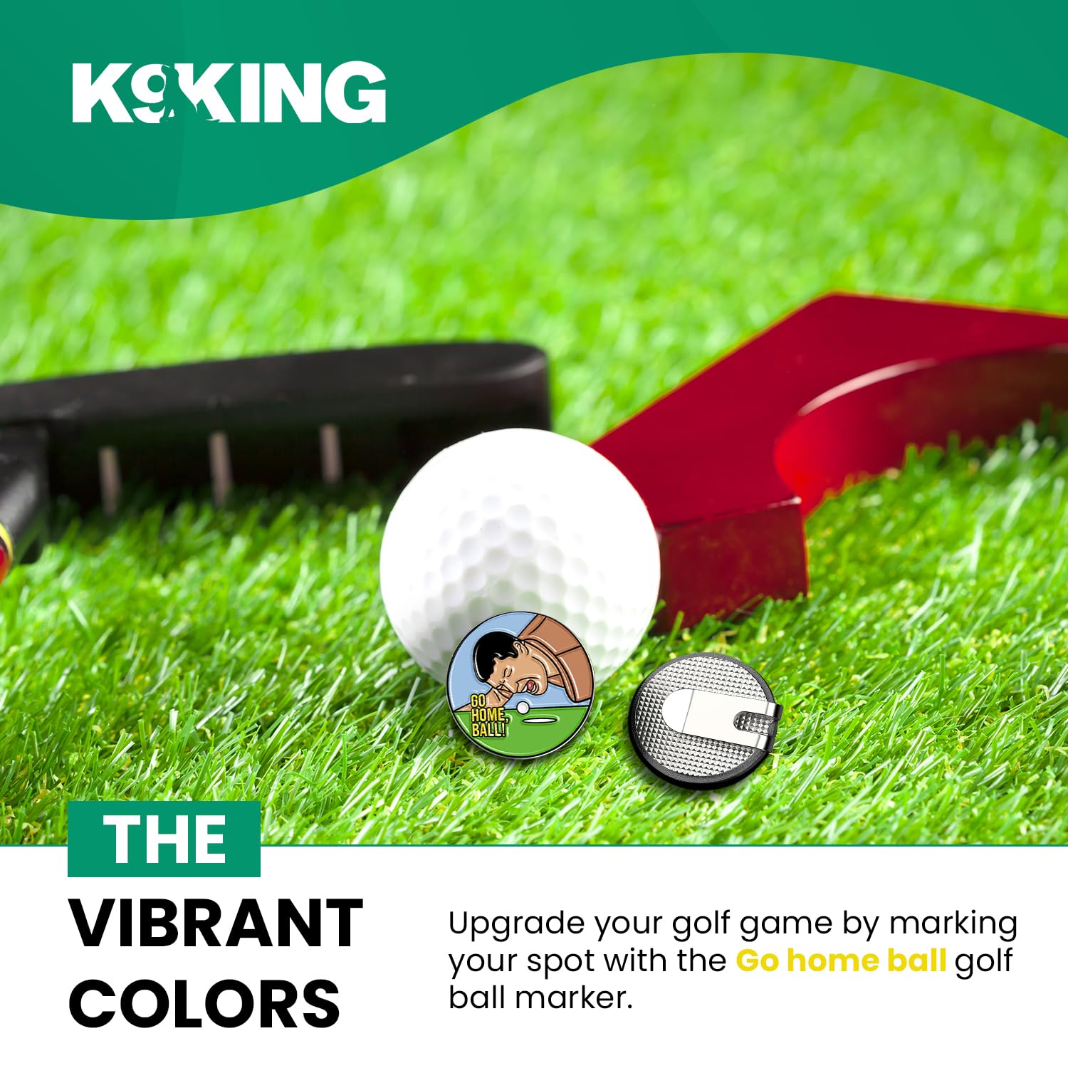 K9King Magnetic Golf Ball Marker with Hat Clip - Premium Alignment Ball Mark for Golfers | Funny Golf Accessories & Perfect Gift for Golf Lovers | Ideal for On-Course Alignment & Stylish Cap Accessory
