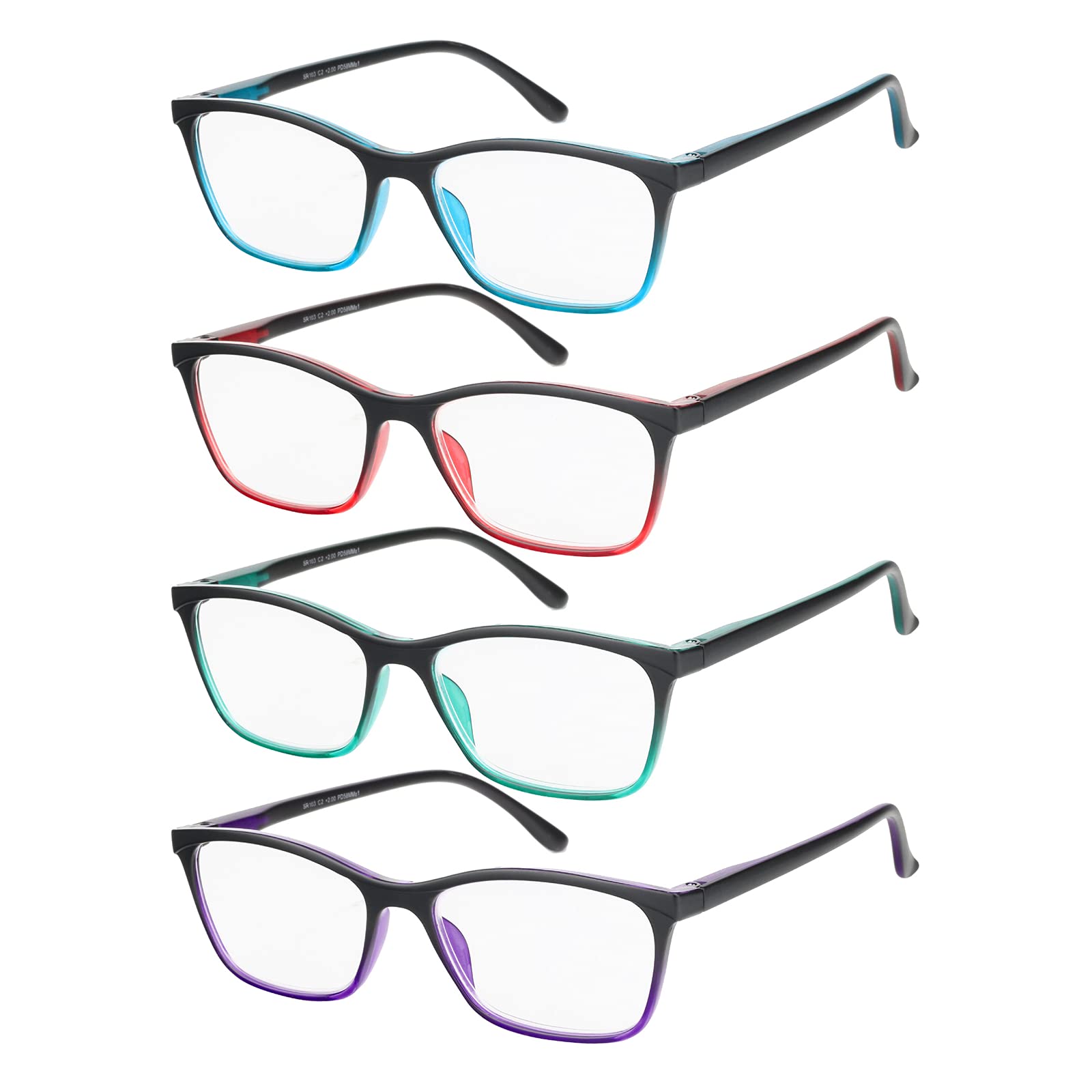OENEYE Reading Glasses 4 Pack - Lightweight Frames for Women & Men - Perfect for Reading & Work