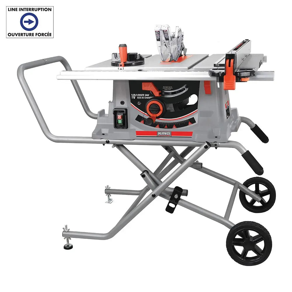 KING KC 5100NS 10-Inch Portable Jobsite Table Saw with Folding Stand - Perfect for Woodworking, Construction Sites, and DIY Home Projects