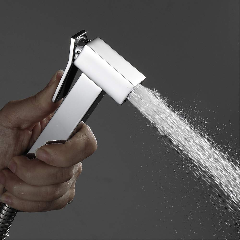 Portable Chrome Handheld Toilet Sprayer - Brass Bathroom Shower Tap for Toilet Cleaning & Cloth Diaper Washing | Perfect for Baby Care, Pet Cleaning & Household Hygiene