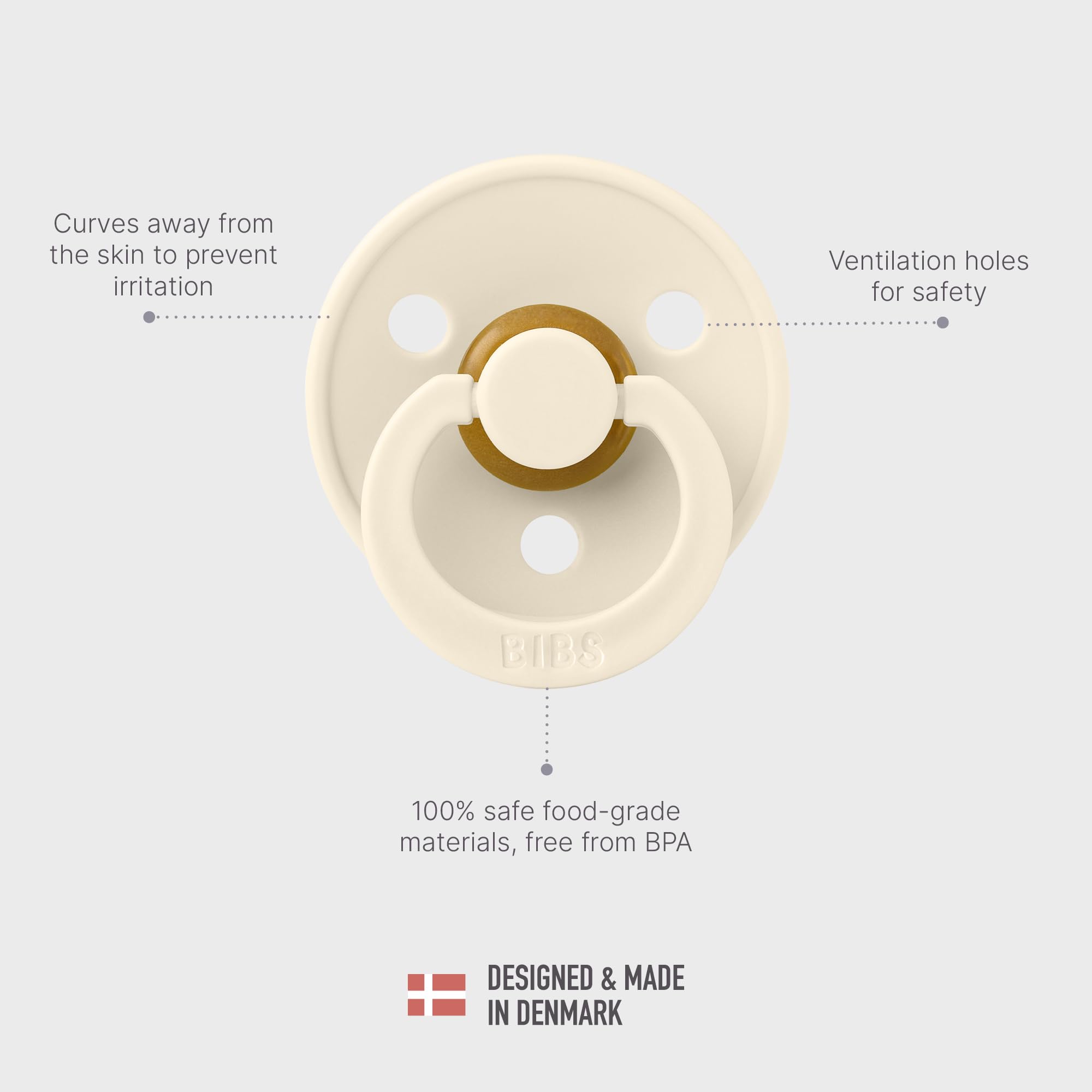 BIBS Colour Baby Pacifier 2-Pack - BPA-Free Natural Rubber Latex Soother for Newborns (0-6 Months) | Size 1 Round Nipple | Mustard/Mustard | Made in Denmark | Perfect for Daytime Comfort & Nighttime Soothing