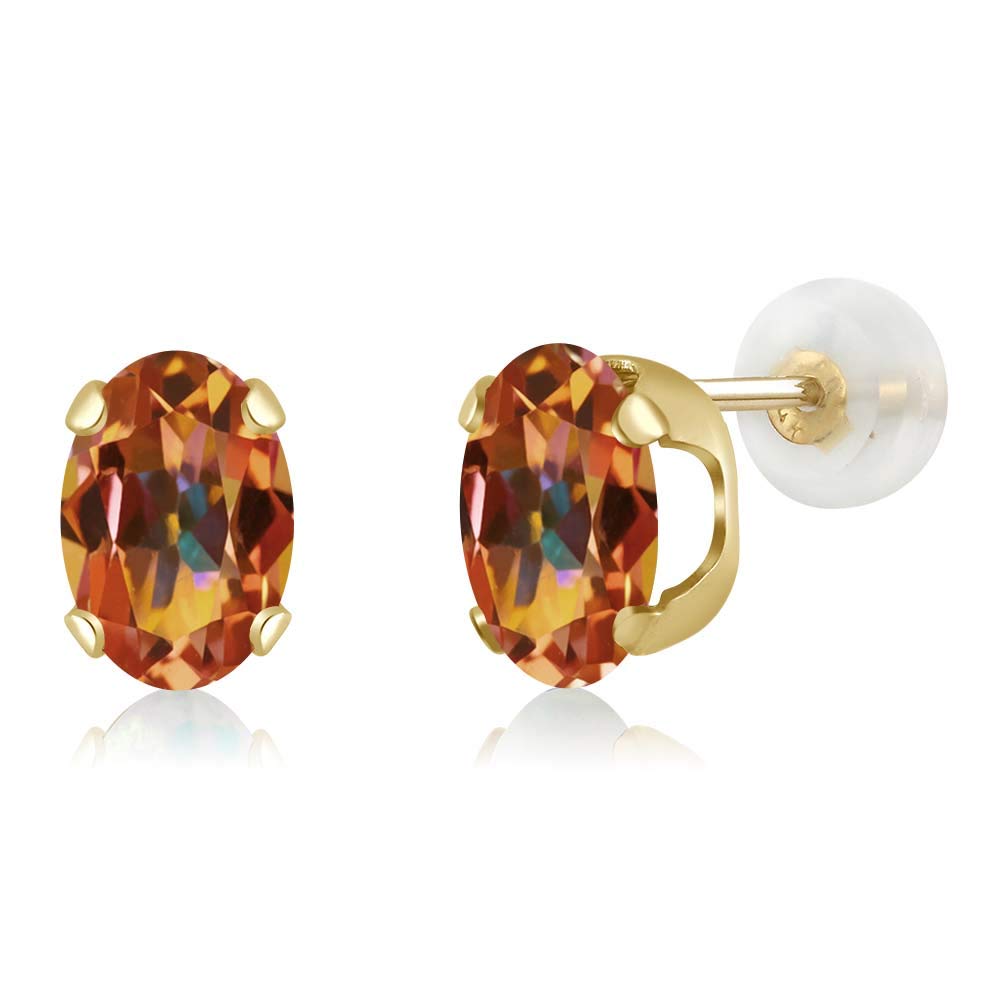 14K Yellow or White Gold 8X6MM Oval Birthstone Stud Earrings for Women & Men | Gem Stone King | Perfect Gift for Birthday, Anniversary & Special Occasions