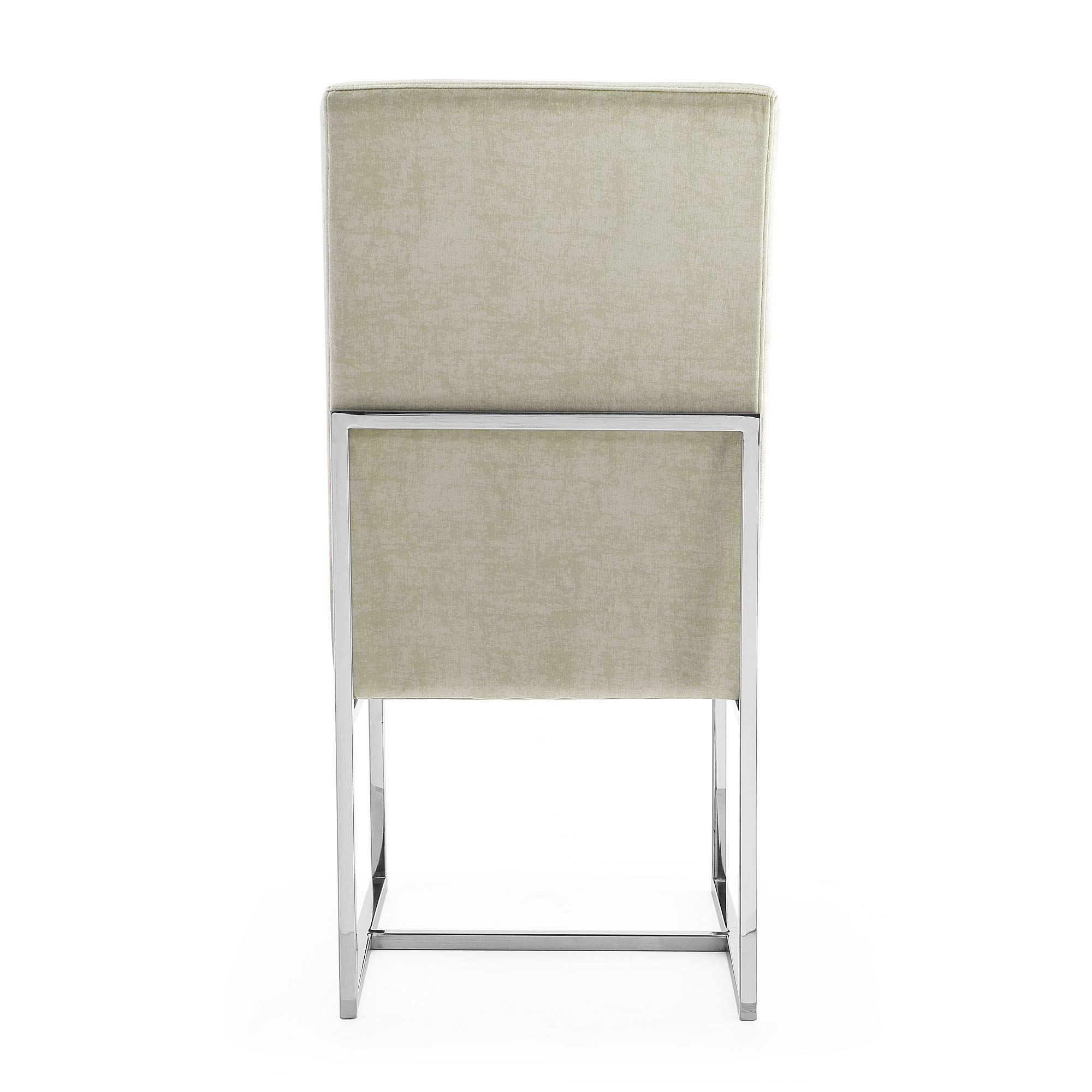 Modern Velvet Dining Chairs with High-Density Foam & Chrome Stainless Steel Frame - High-Back Fully Assembled Industrial Chic Accent Furniture (Set of 1, Champagne) - Perfect for Dining Rooms, Kitchens, and Contemporary Home Decor