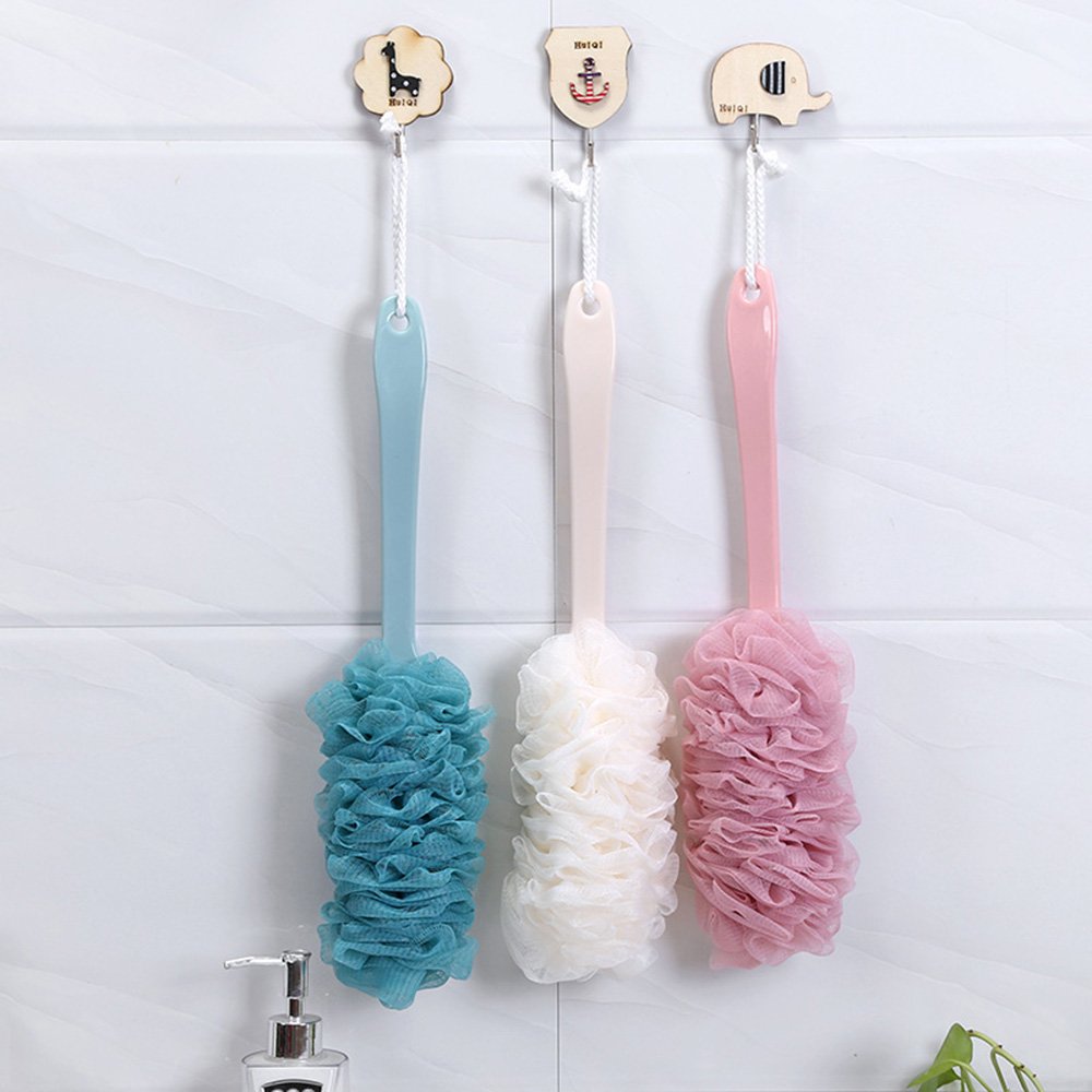 Long Handle Back Scrubber for Shower - Soft Exfoliating Loofah Bath Brush with Nylon Mesh (2-Pack, Pink) - Ideal for Elderly Care & Full Body Cleaning - Perfect Gift for Men & Women