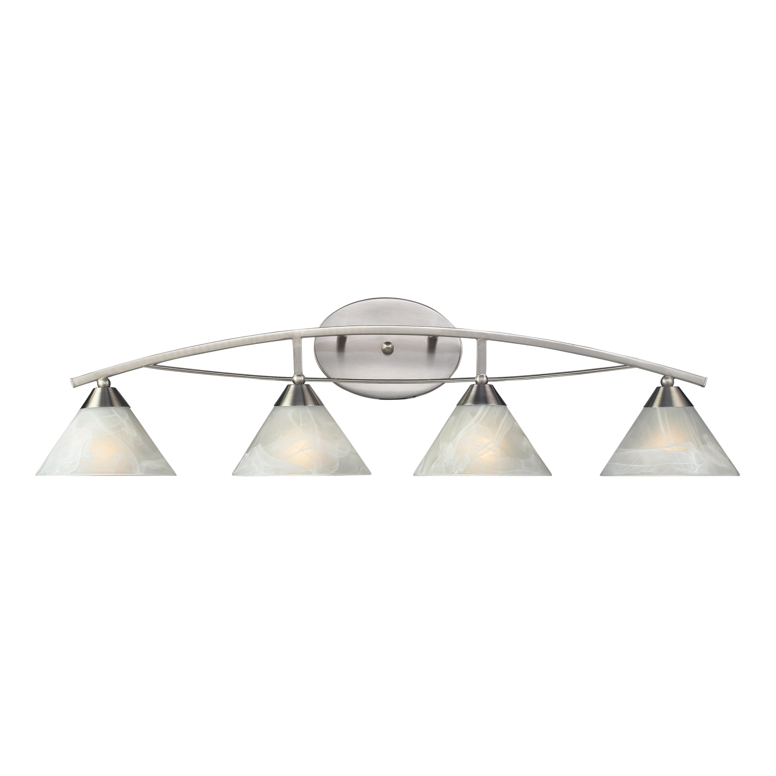 Elk Home Elysburg 4-Light Bathroom Vanity Light in Satin Nickel Finish with White Marbleized Glass - Transitional Style Wall Sconce for Bathroom, Powder Room, and Dressing Area Lighting
