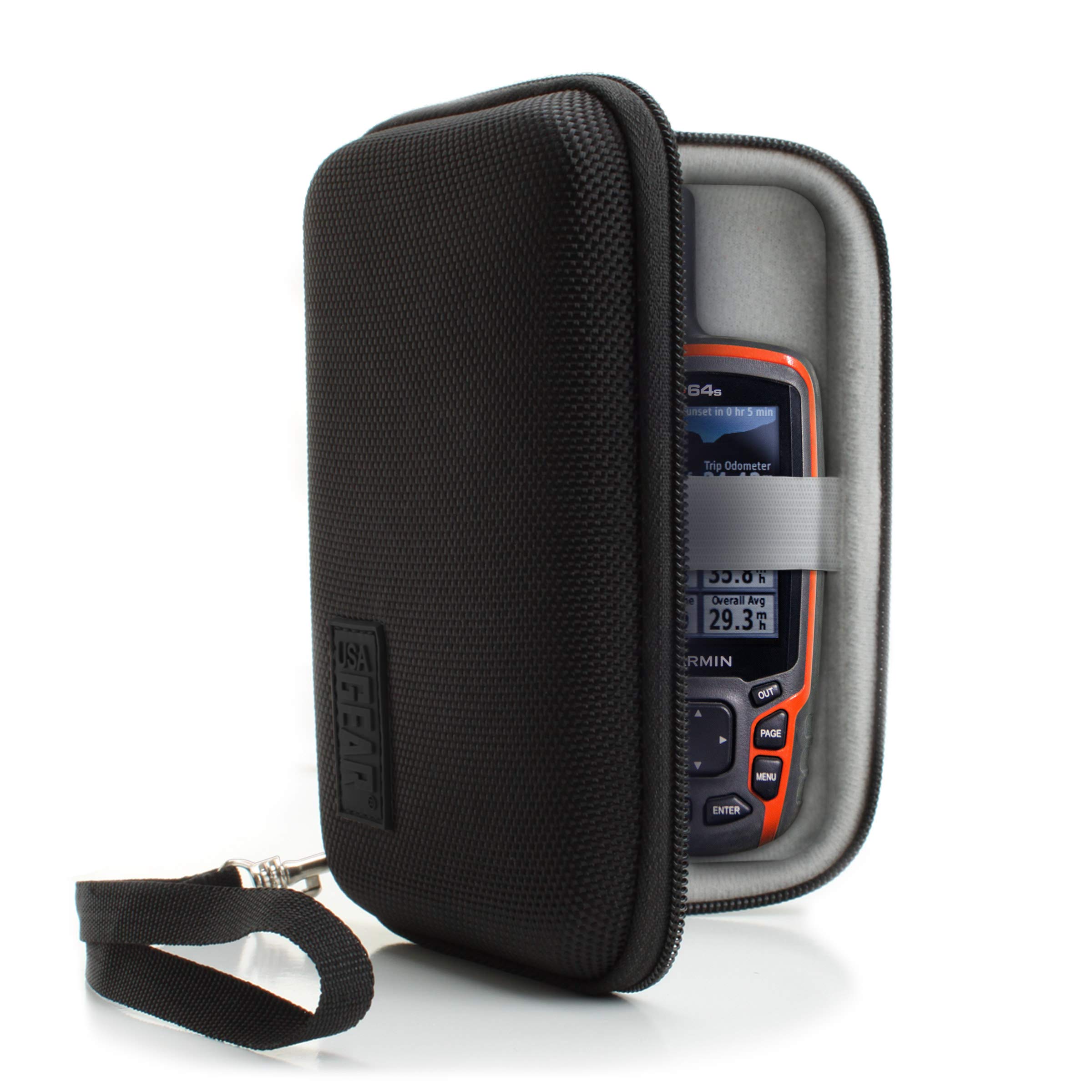 USA GEAR Travel Electronics Organizer - 6.5 Inch Hard Shell Zipper Case with Accessory Pocket - Fits Chargers, Cables, Batteries, Hotspots & GPS Devices - Black - Perfect for Travel, Business & Daily Organization