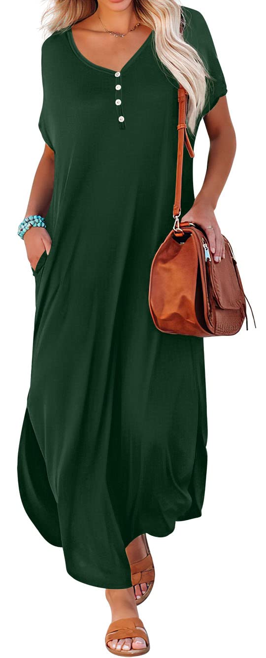 GRECERELLE Women's Casual Long Sleeveless Maxi Dress with Double Split - Perfect for Beach Vacations, Summer Outings, and Boho Chic Style