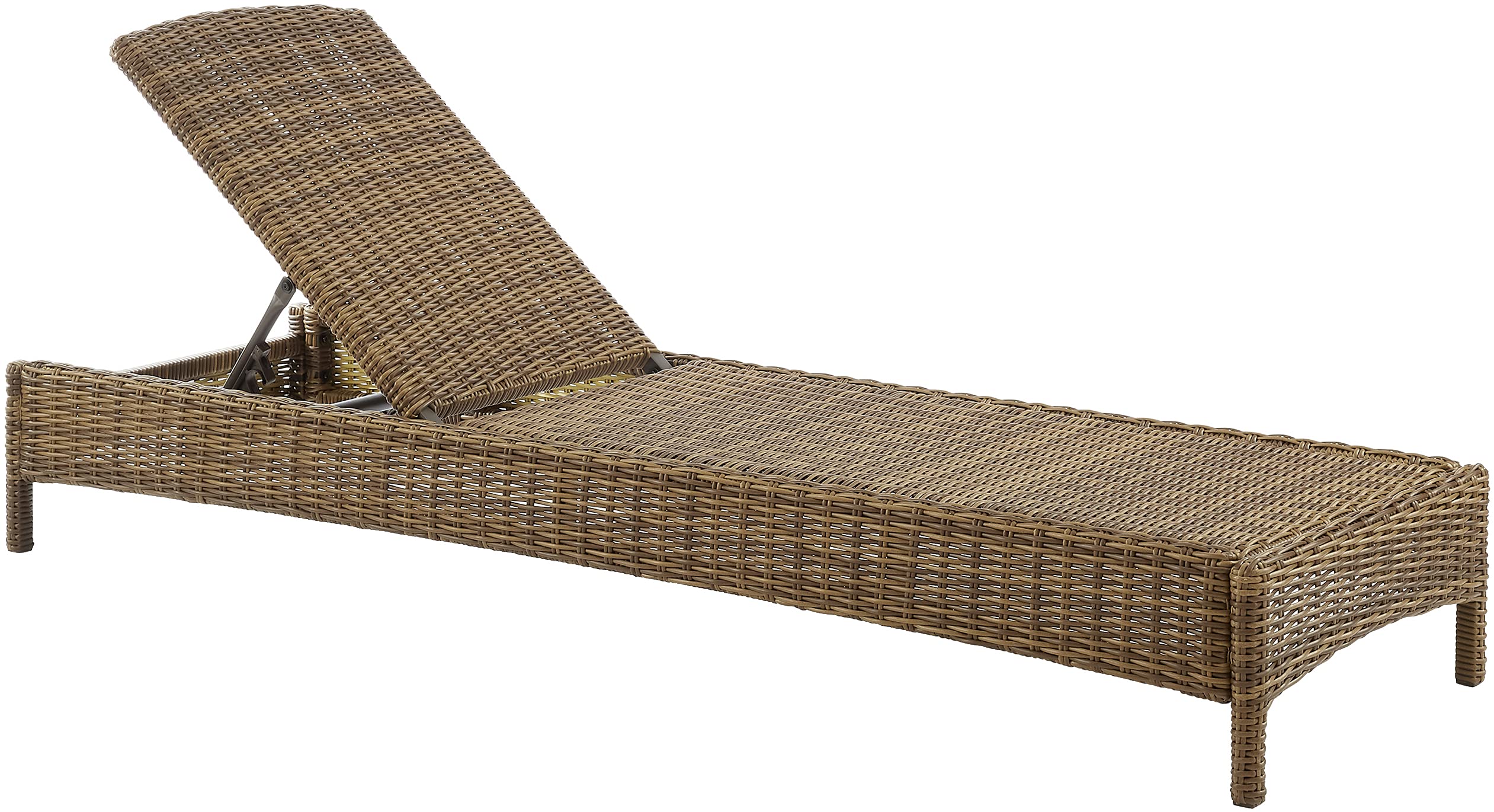 Crosley Bradenton Reclining Wicker Chaise Lounge Chair - Weather-Resistant Outdoor Furniture for Patio, Deck, Backyard & Poolside - Weathered Brown with Gray Cushions | Perfect for Sunbathing, Relaxing & Outdoor Lounging