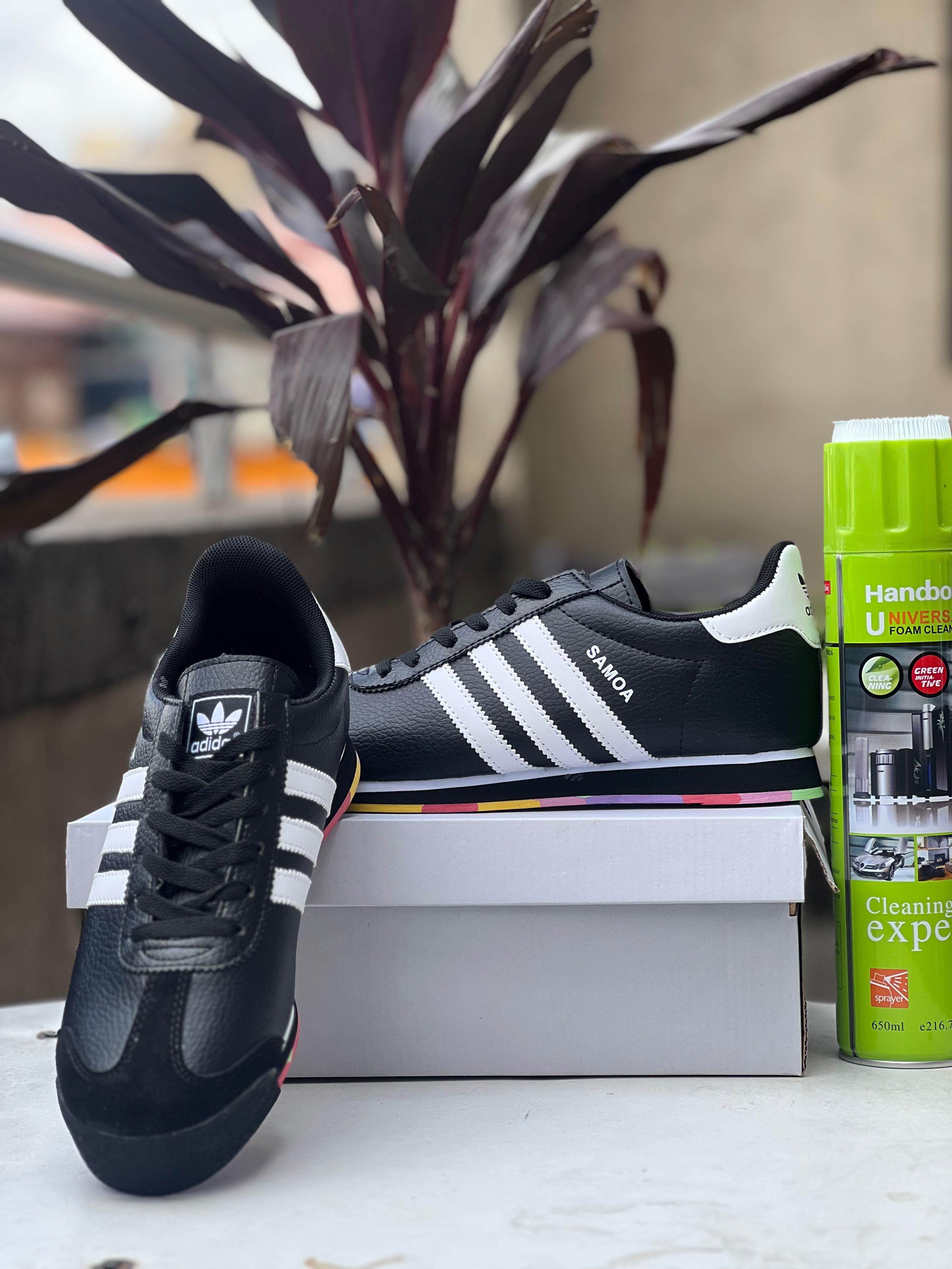 Adidas Samoa Sneakers for Men - Black & White Classic Casual Shoes for Running, Walking & Everyday Wear