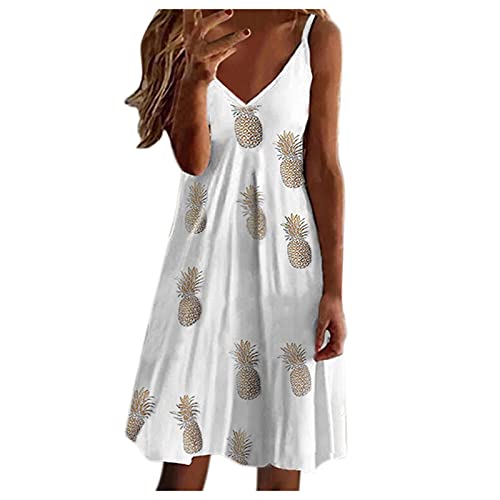 MOMKER Women's Floral Print V-Neck Casual Mini Dress - Summer Sleeveless Camisole Dress for Beach, Party & Everyday Wear