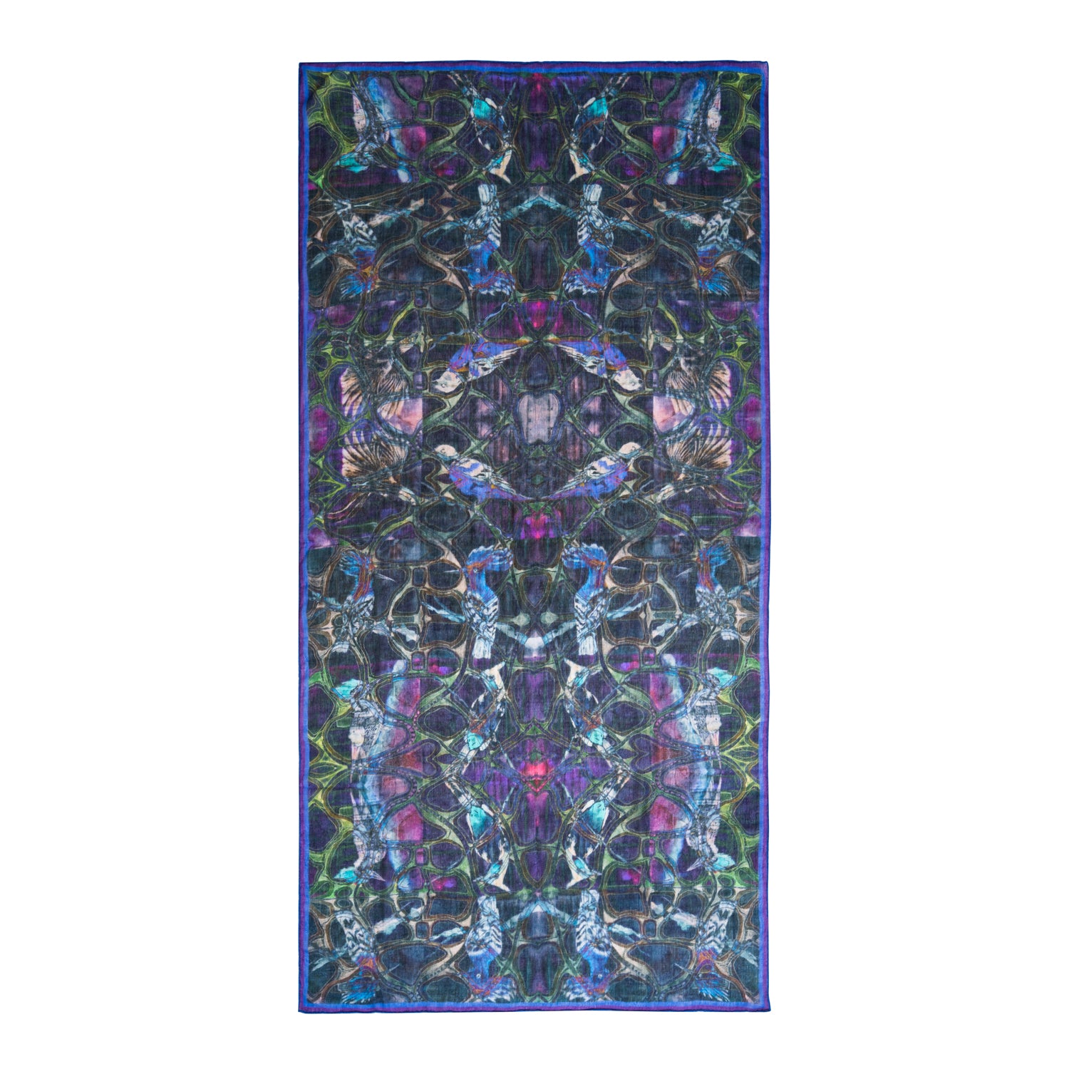 Elegant Jeweled Birds Print Long Cashmere Scarf - Soft Winter Wrap for Women - Perfect for Office, Travel & Special Occasions