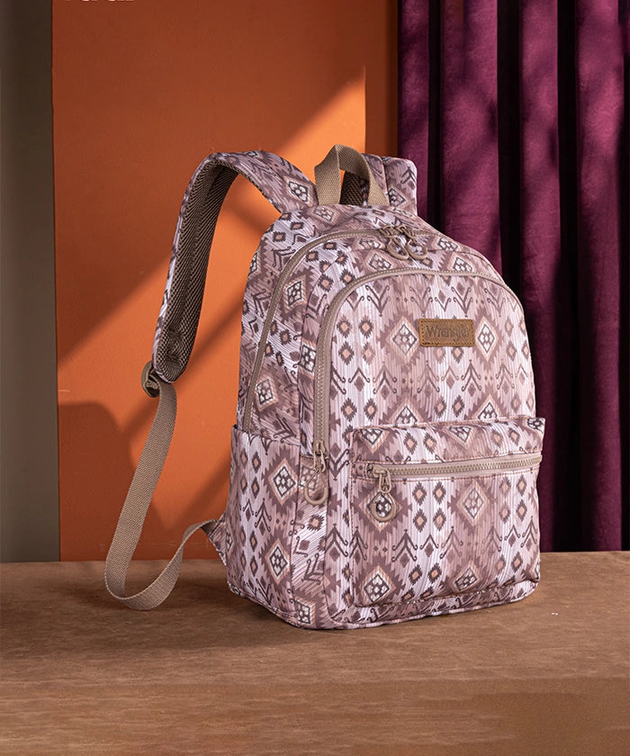 Wrangler Aztec Printed Diaper Bag Backpack - Stylish & Spacious Baby Essentials Organizer for Moms | Perfect for Travel, Daycare & Family Outings