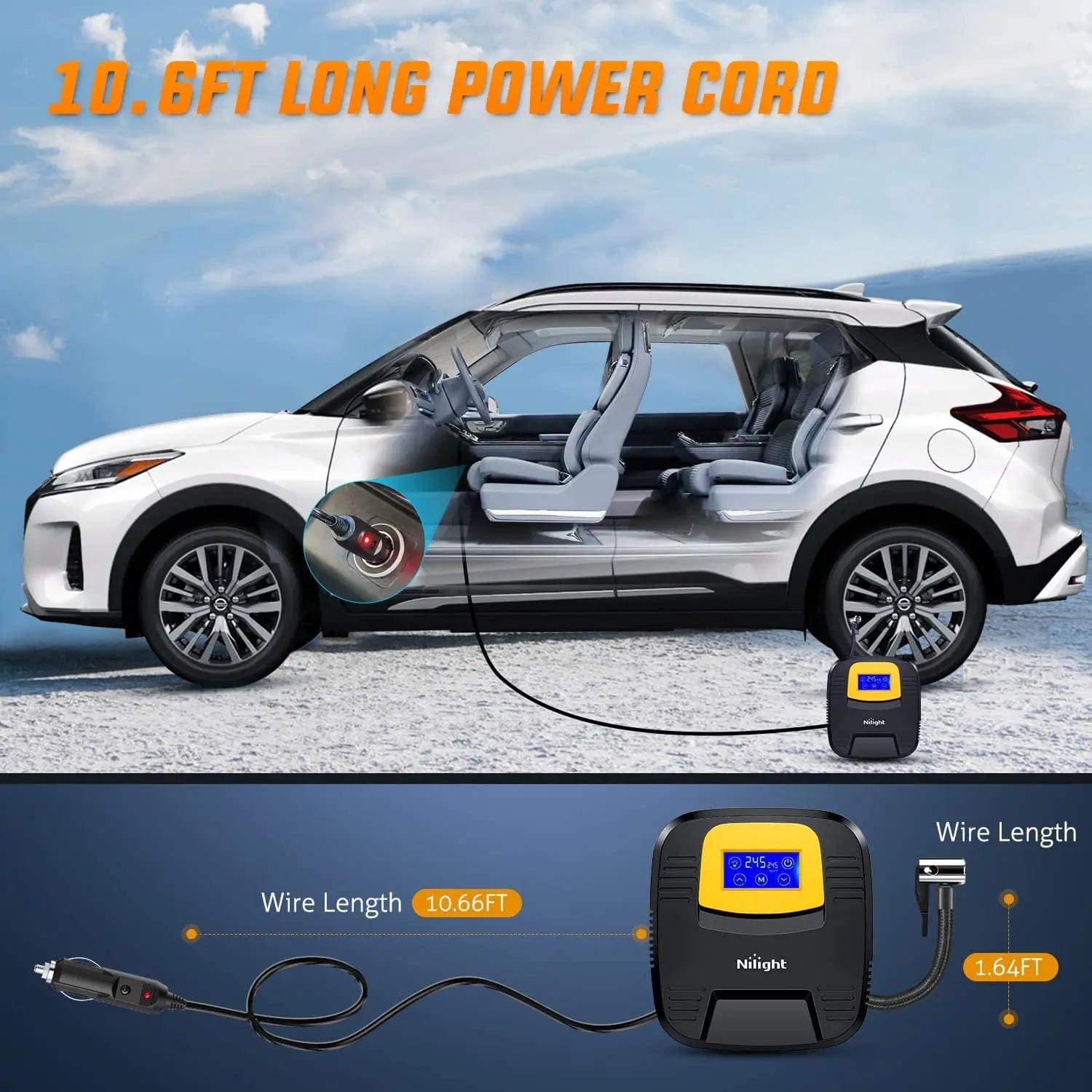 Digital Tire Inflator with Touch Screen - Portable Air Compressor for Cars, Bikes & Motorcycles - Perfect for Road Trips, Emergencies & Home Garage Use