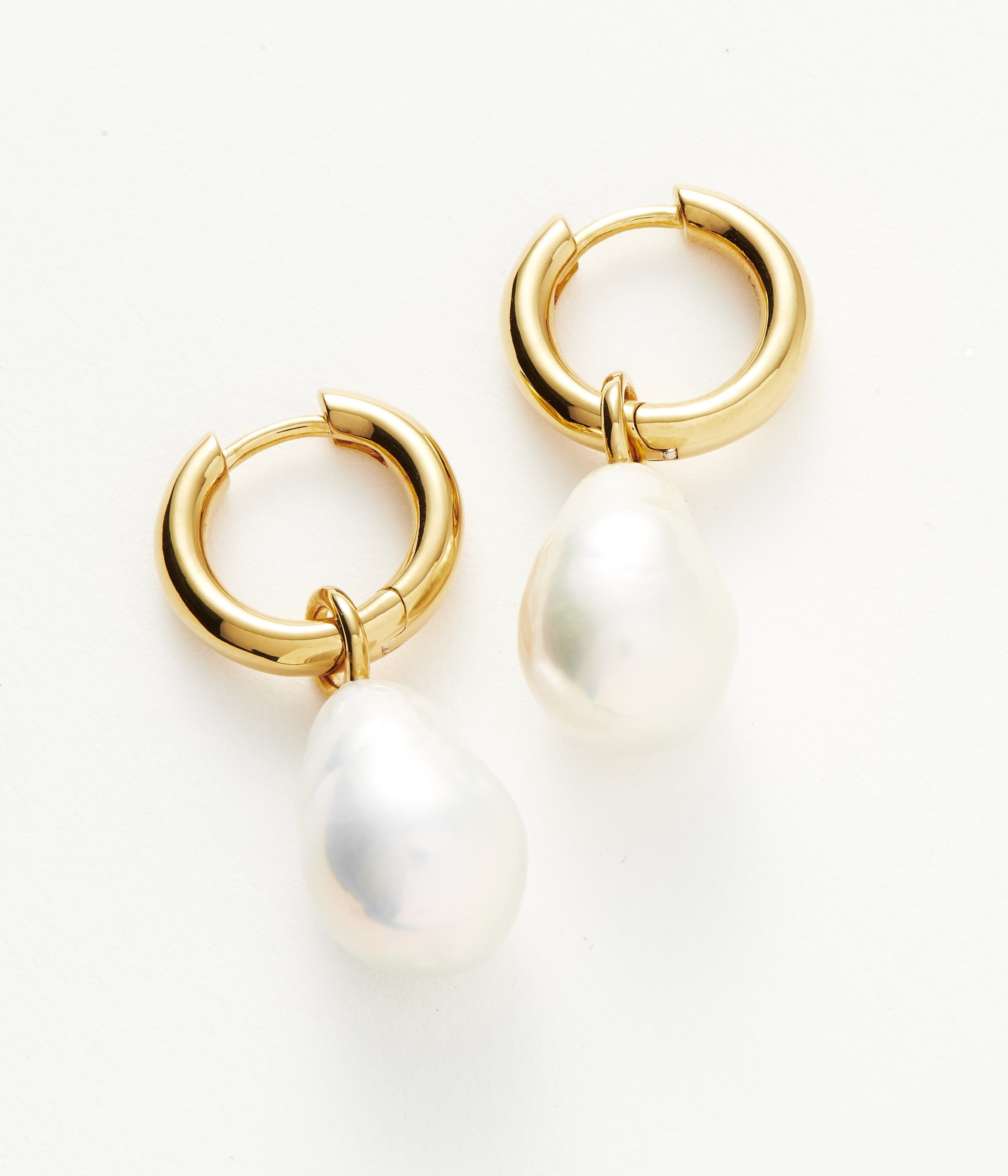 Baroque Pearl Drop Tunnel Mini Hoop Earrings - 18k Gold Vermeil & Freshwater Pearl Jewelry for Women | Elegant Dangle Earrings for Party, Wedding & Everyday Wear
