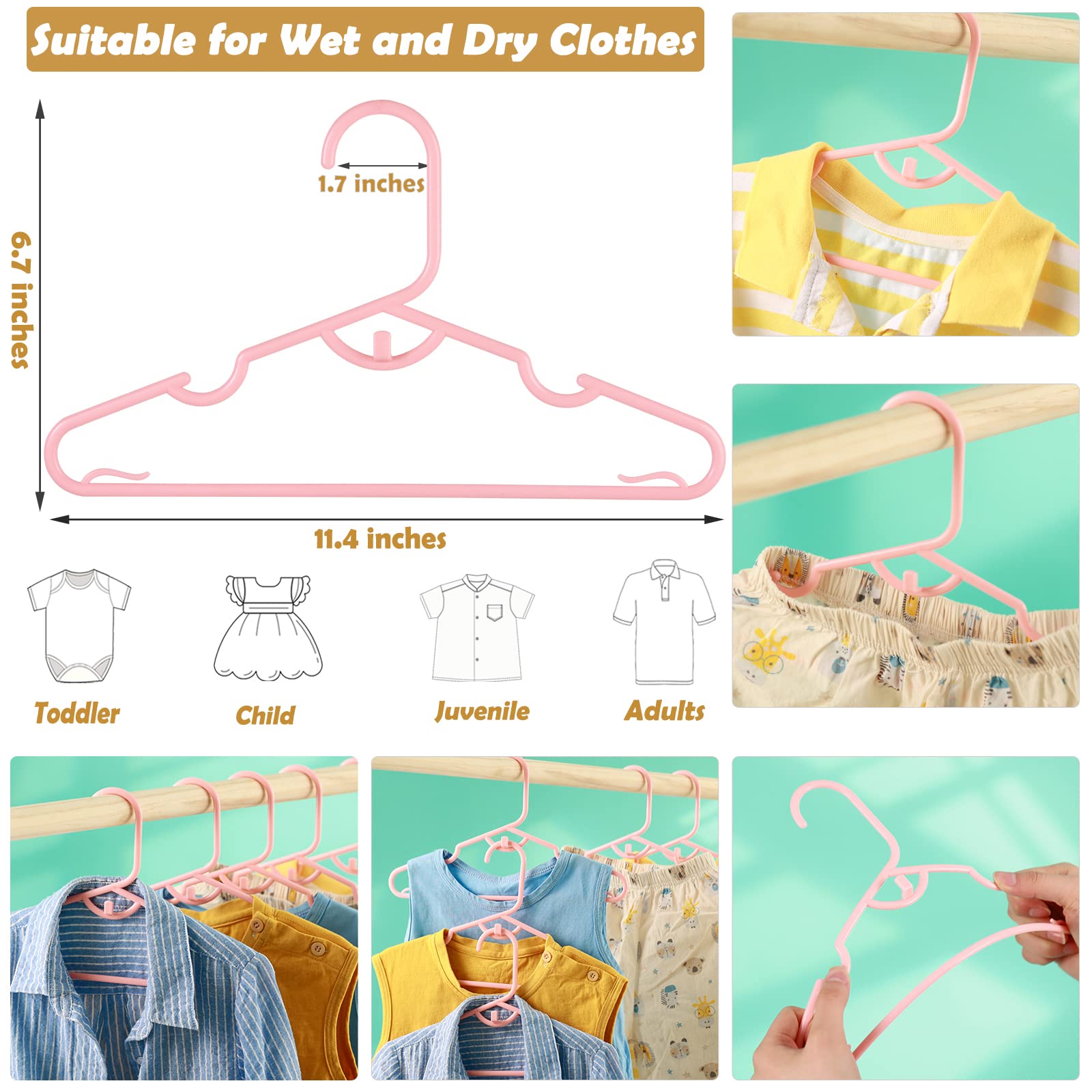 60 Pack Baby Clothes Hangers with Clips - Space Saving Plastic Nursery Hangers for Newborn, Infant & Toddler - Stackable Closet Organizer for Kids Wardrobe (Perfect for Nursery, Daycare & Travel)