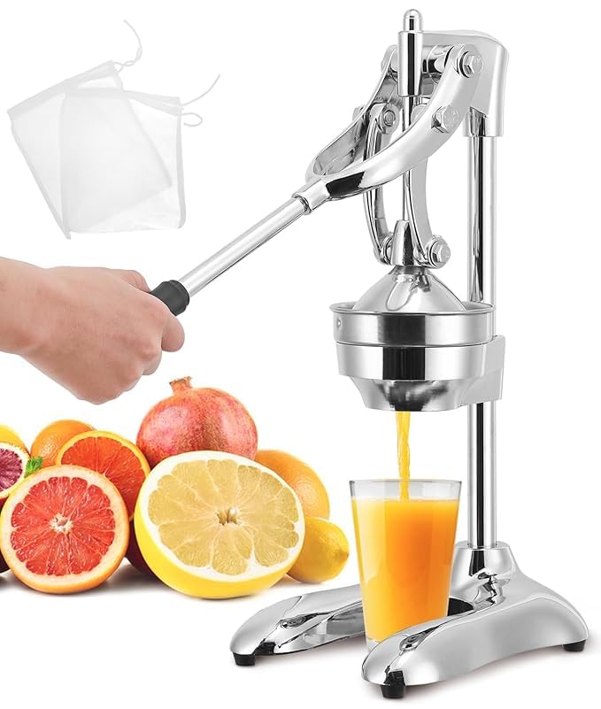ONTRIP Stainless Steel Manual Citrus Juicer - Professional Orange Lemon Squeezer, Hand Press Juice Maker for Pomegranate & Fruits - Perfect for Fresh Juice Bars, Home Kitchens & Healthy Breakfasts