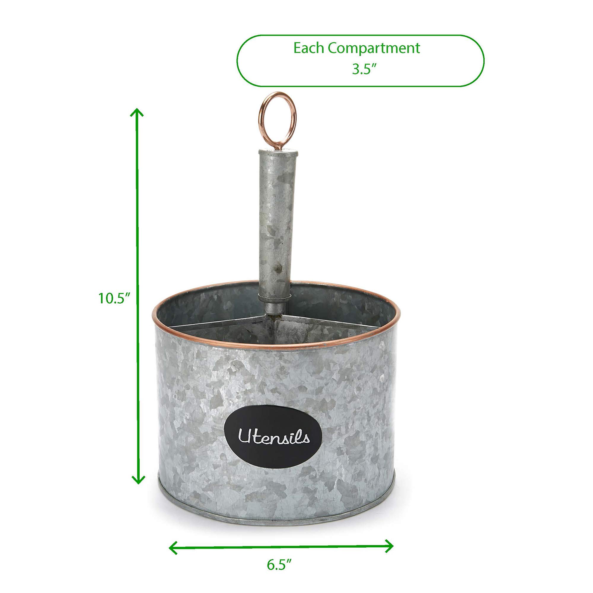 Mind Reader Silverware Organizer & Utensil Holder - Galvanized Metal Cutlery Caddy, 6.5