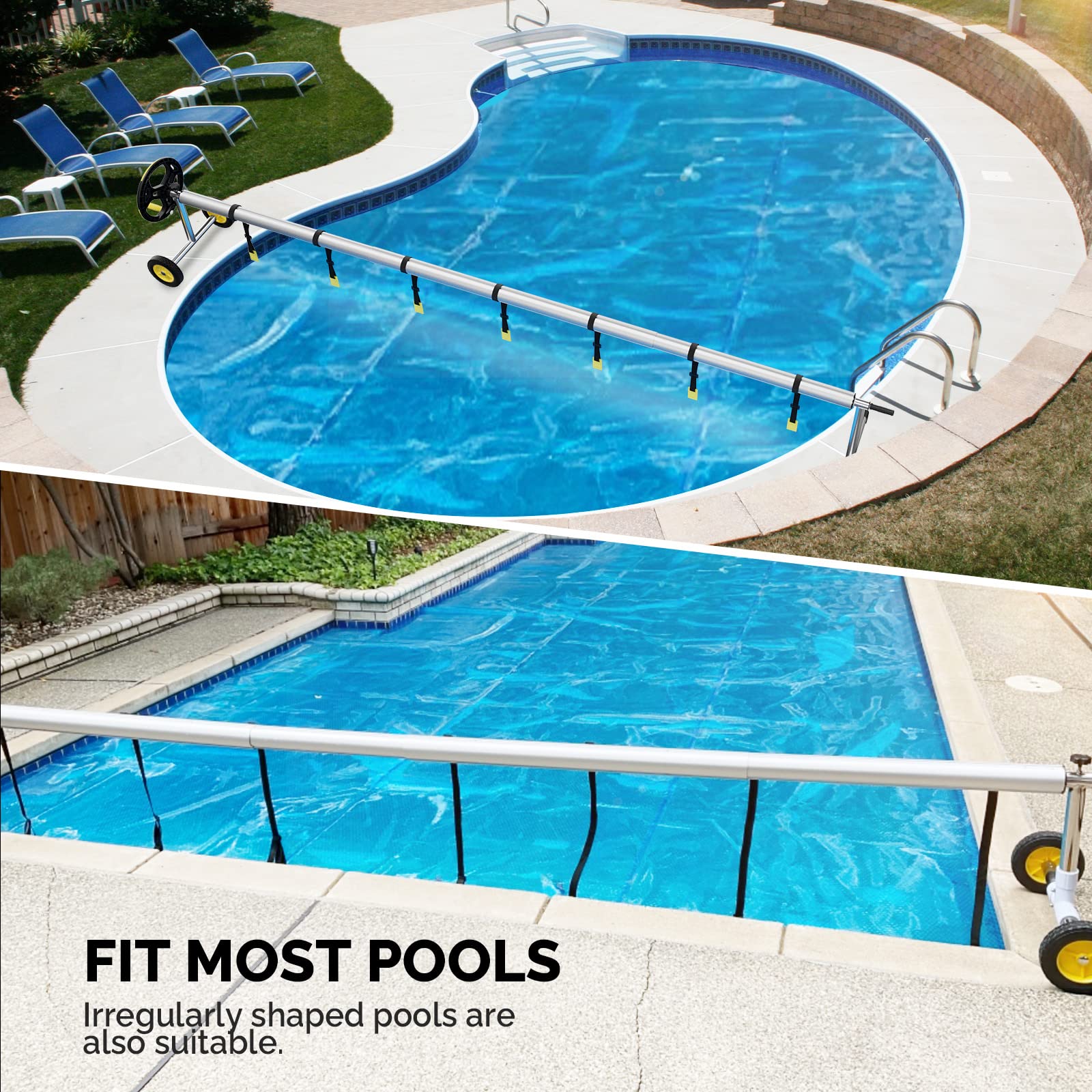 VINGLI 18-Foot Aluminum Pool Cover Reel Set for Inground Swimming Pools | Heavy-Duty Solar Cover Roller System | Easy Installation & Durable Design | Perfect for Backyard Pool Maintenance & Winter Protection
