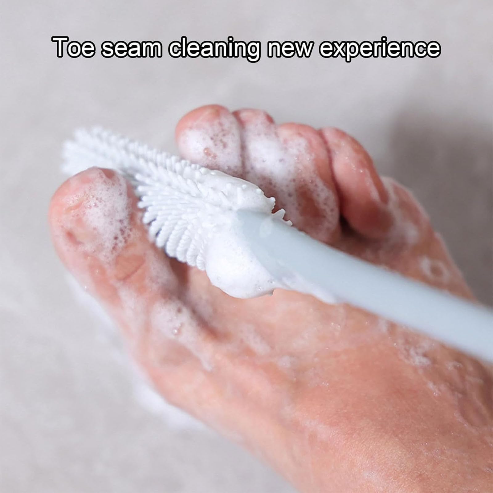 Silicone Foot Scrubber with Long Handle - Toe Gap Cleaning Brush for Dead Skin & Keratin Removal - Shower Foot Washing Brush for Men & Women - Perfect Gift for Elderly - Ideal for Bathroom, Pedicure & Home Spa Care