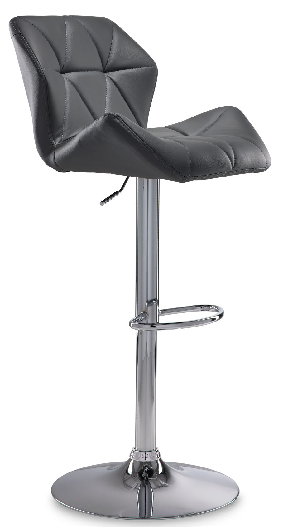 Ava Bar Height Stool - Grey & Chrome Metal Bar Stools for Kitchen Island, Breakfast Nook & Home Bar - Adjustable Counter Height Stool with Backrest