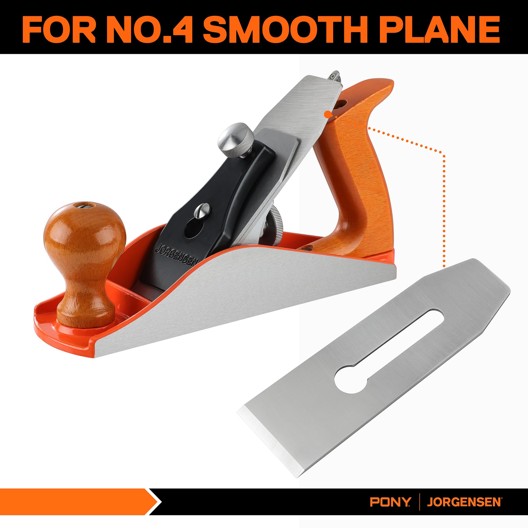 JORGENSEN No.4 Wood Planer Blade Replacement - Professional O1 Steel Blade for No.4 Smooth Plane, High Hardness & Long Edge Retention, 3mm Thickness - Perfect for Woodworking, Carpentry & DIY Projects