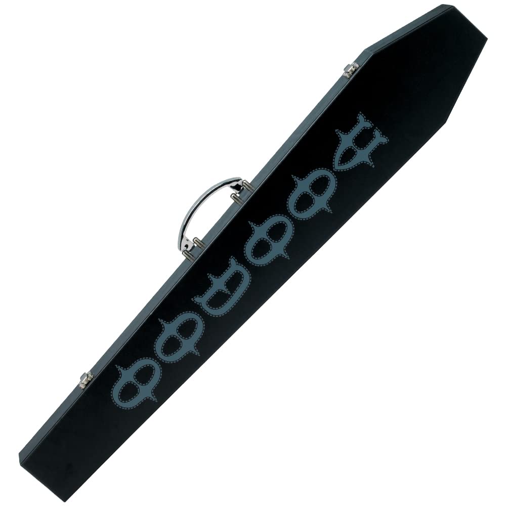 VOODOO Black Coffin Pool Cue Case - Premium Vinyl Hard Billiard Cue Stick Carrying Case with Hinge | Perfect for Tournament Travel & Pool Hall Storage