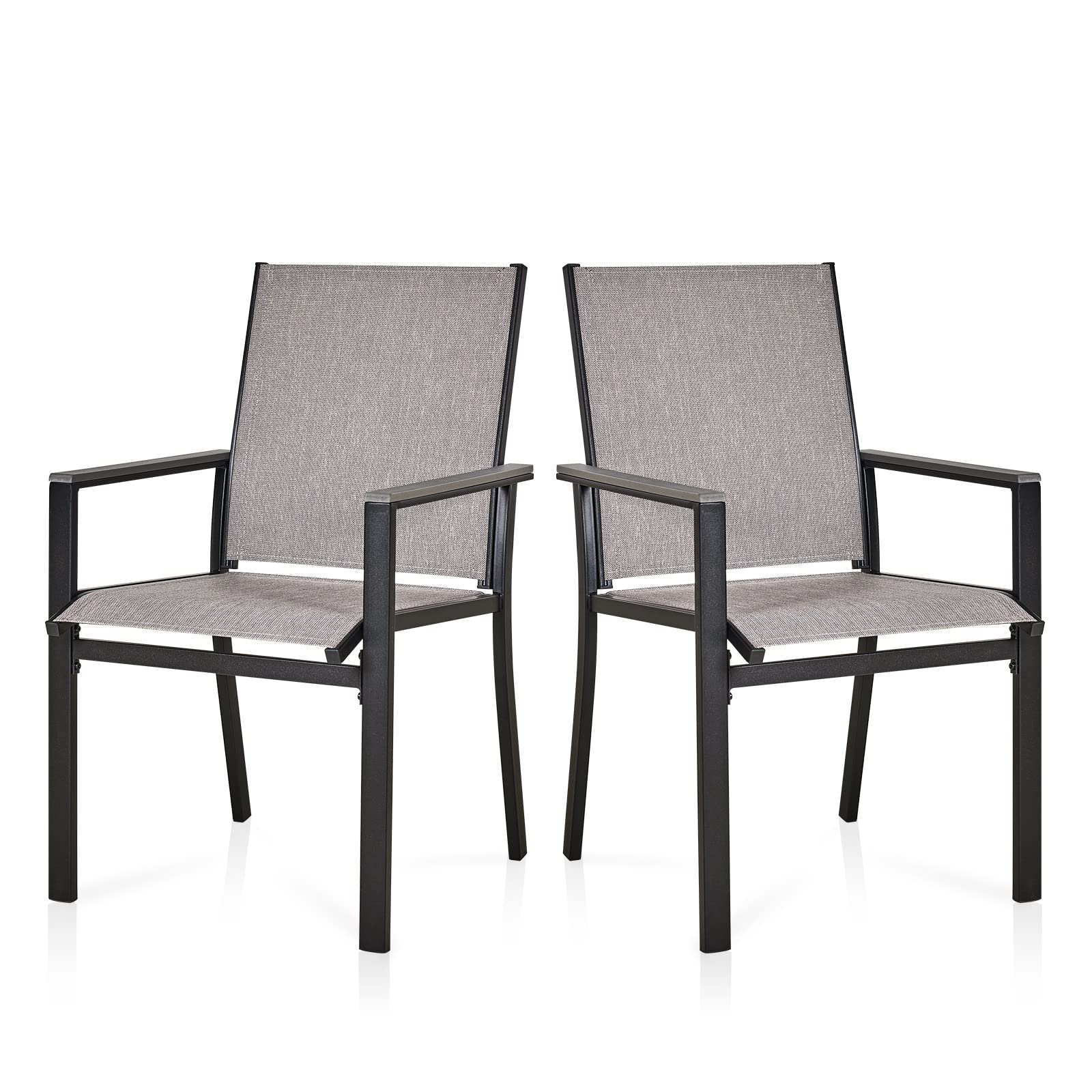 MEOOEM 2-Piece Patio Dining Chairs Set - Textilene & Metal Outdoor Chairs, Weather-Resistant Modern Garden Furniture for Backyard, Poolside & Deck Use