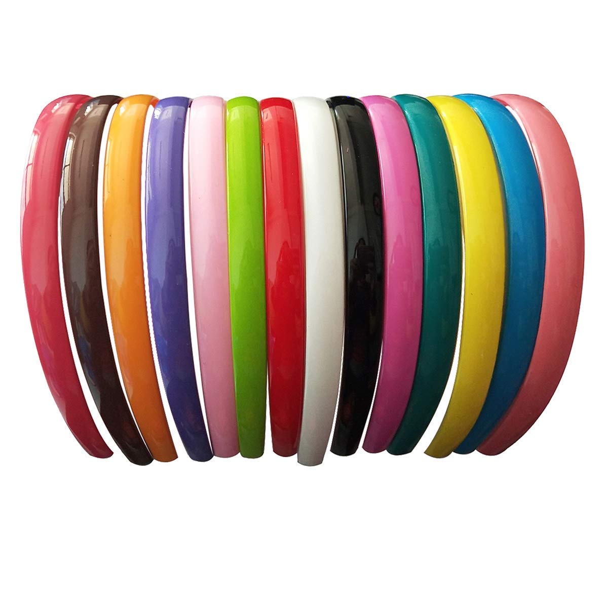 HappyMates 2-Pack Plastic Plain Headbands with Teeth Comb - Skinny DIY Hair Bands for Women & Girls (Random Colors) - Perfect for Hair Styling, DIY Crafts, and Everyday Wear