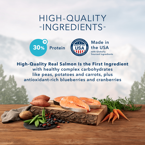 BLUE Wilderness Grain Free Salmon Recipe Dry Dog Food - 24lb Bag, High Protein for Adult Dogs - Perfect for Active Pets & Outdoor Adventures