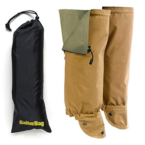 SnakeArmor Reversible Snake Gaiters for Hiking & Hunting - Khaki/Sage Camo with Storage Bag - Adjustable Leg Protection for Outdoor Adventures