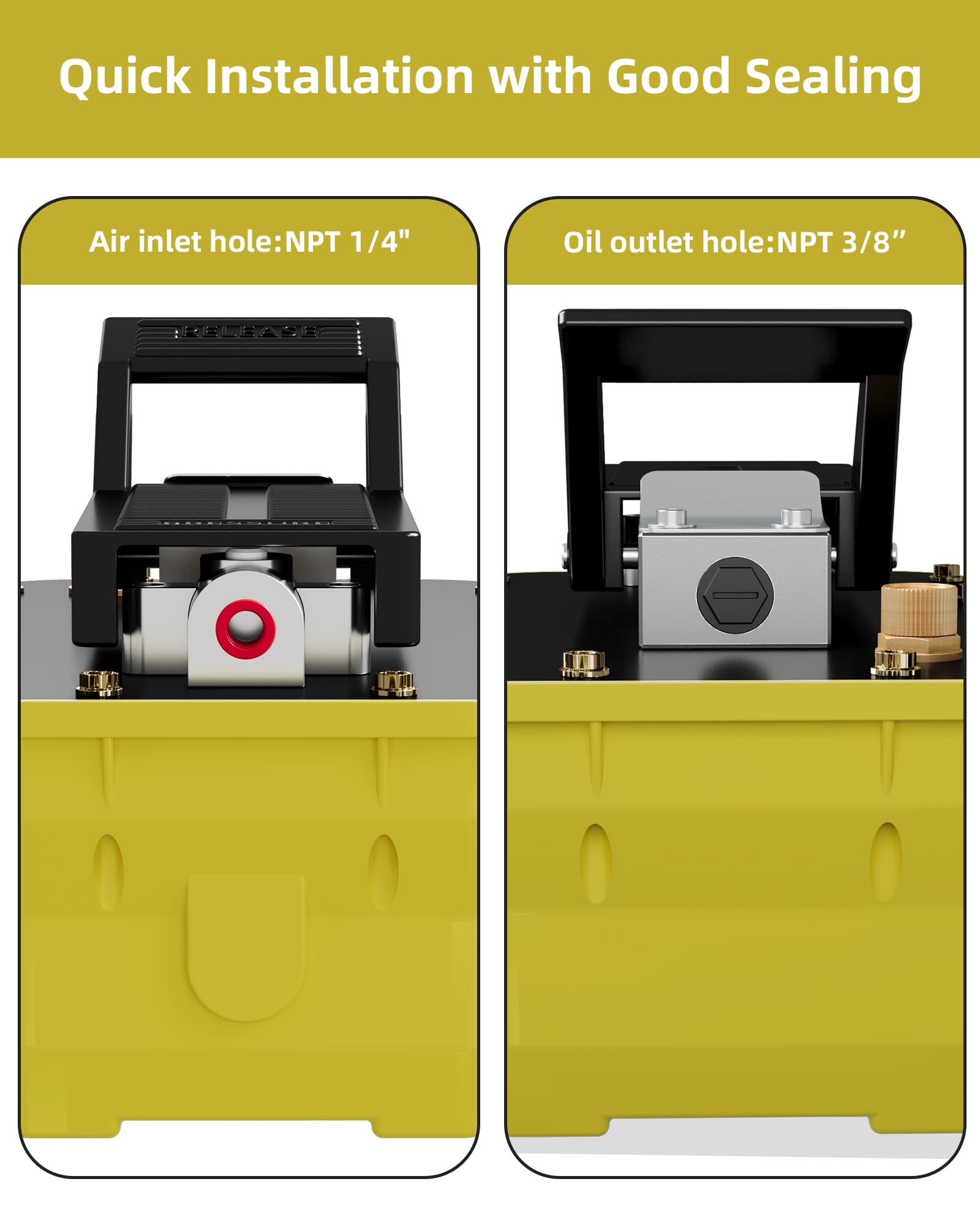 10,000 PSI Air Hydraulic Pump with 1/2 Gal (1.6L) Reservoir - Foot Operated Heavy Duty Hydraulic Pump for Auto Repair, Machinery Lifting & Industrial Applications - Ideal for Car Jacks, Presses and Equipment Maintenance