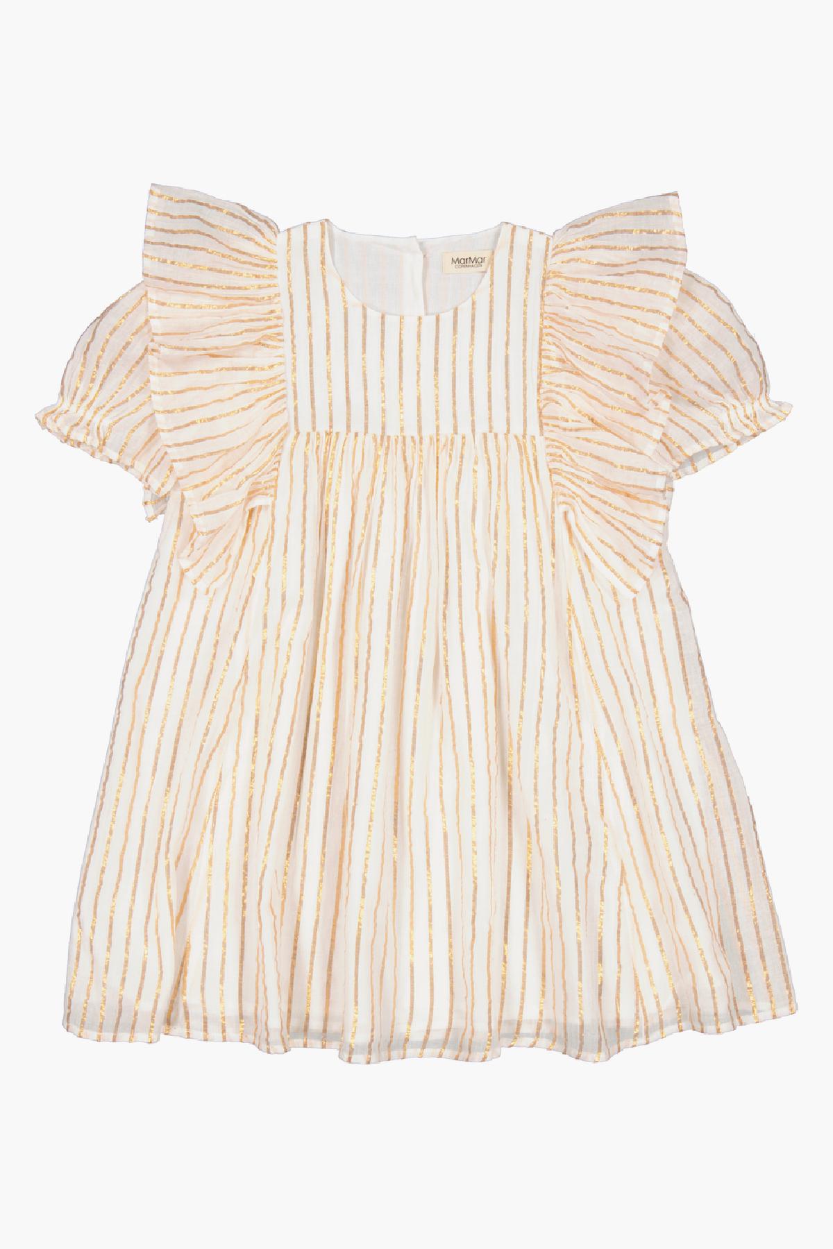 MarMar Copenhagen Girls' Dress - Gold Stripes Casual Daily Wear for Toddlers & Kids | Perfect for Playdates, Parties & Everyday Outfits