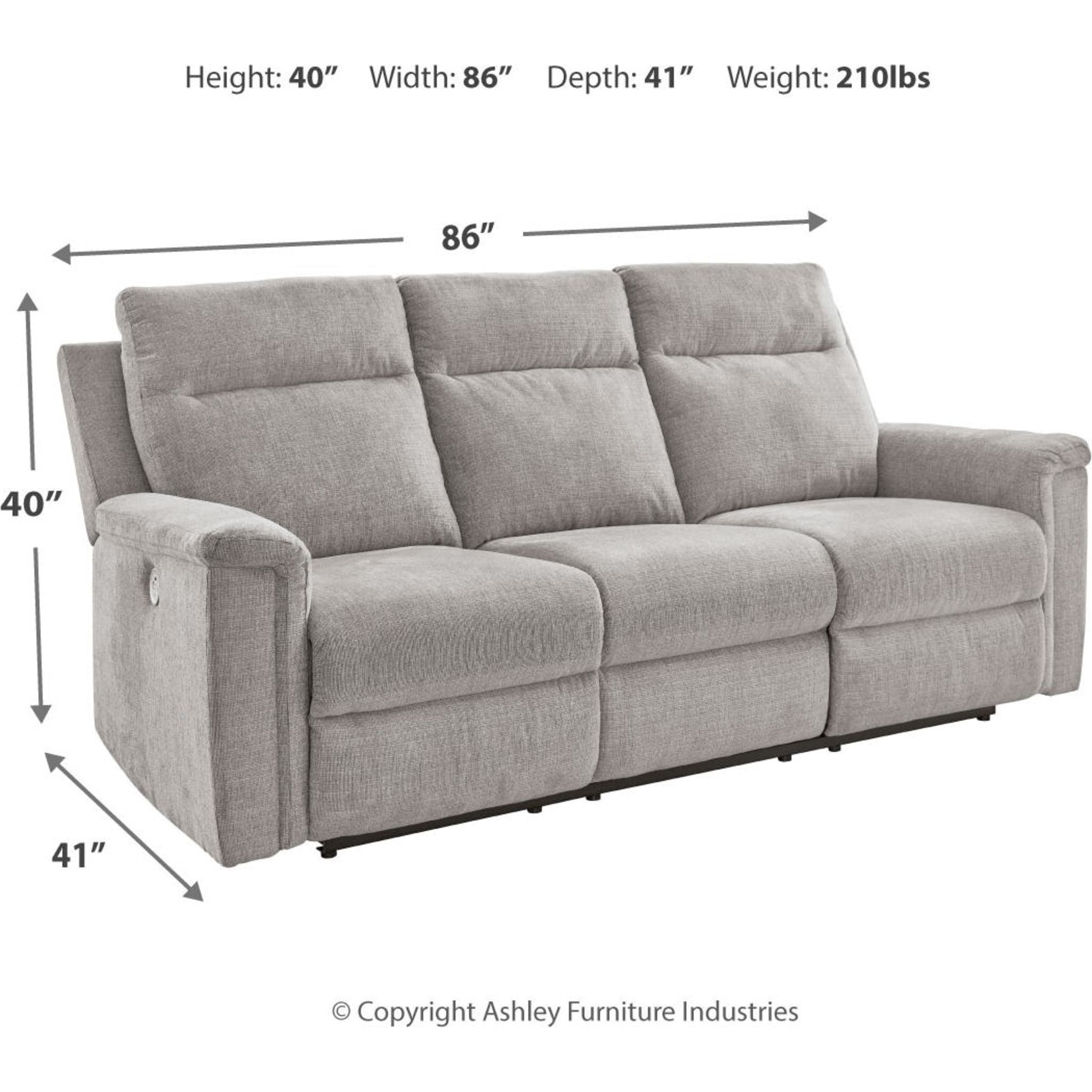 Barnsana Power Reclining Sofa - Electric Recliner Couch with USB Charging & Cup Holders | Modern Living Room Furniture for Home Theater & Relaxation