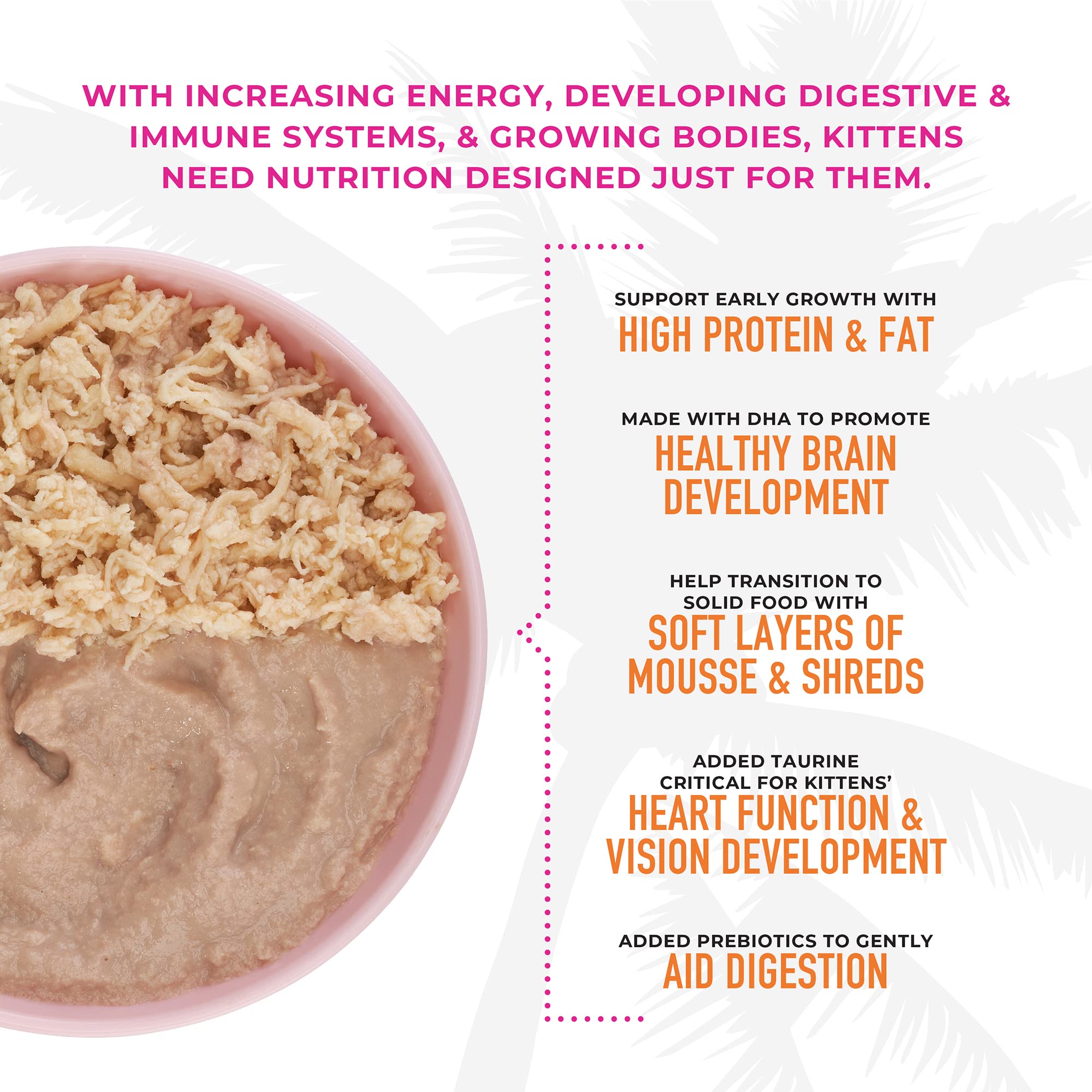 Tiki Cat Baby Mousse & Shreds Wet Cat Food - High-Protein Chicken, Salmon & Chicken Liver Recipe for Kittens 4+ Weeks - 1.9 oz Cans (Pack of 3) - Perfect for Weaning Kittens & Picky Eaters