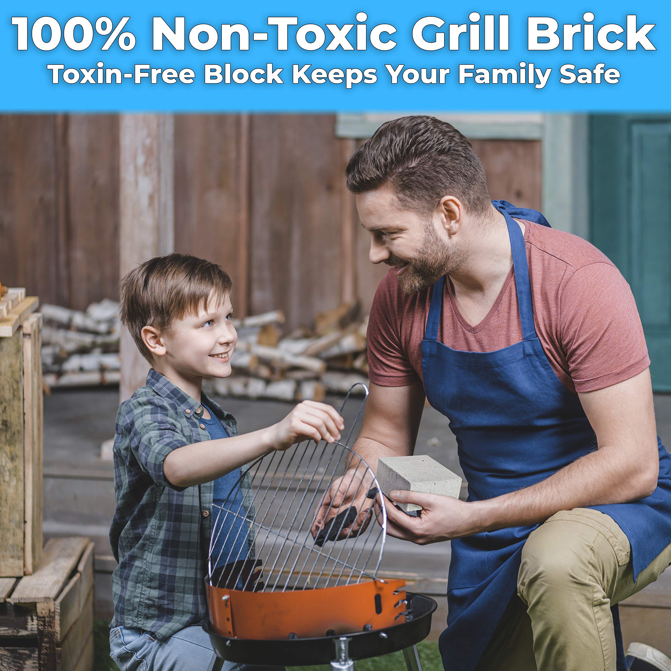 Heavy Duty Non-Toxic Grey Grill Brick Cleaner 8 Pack - Reusable Chemical Free BBQ Pumice Cleaning Blocks for Flattops, Grills & Griddles - Non Scratch Grill Stone Scouring Tool for Outdoor Cooking & Commercial Kitchens